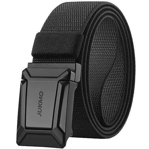 JUKMO Men's Stretch Tactical Belt, 1.5' Elastic Nylon Web with Flip Buckle