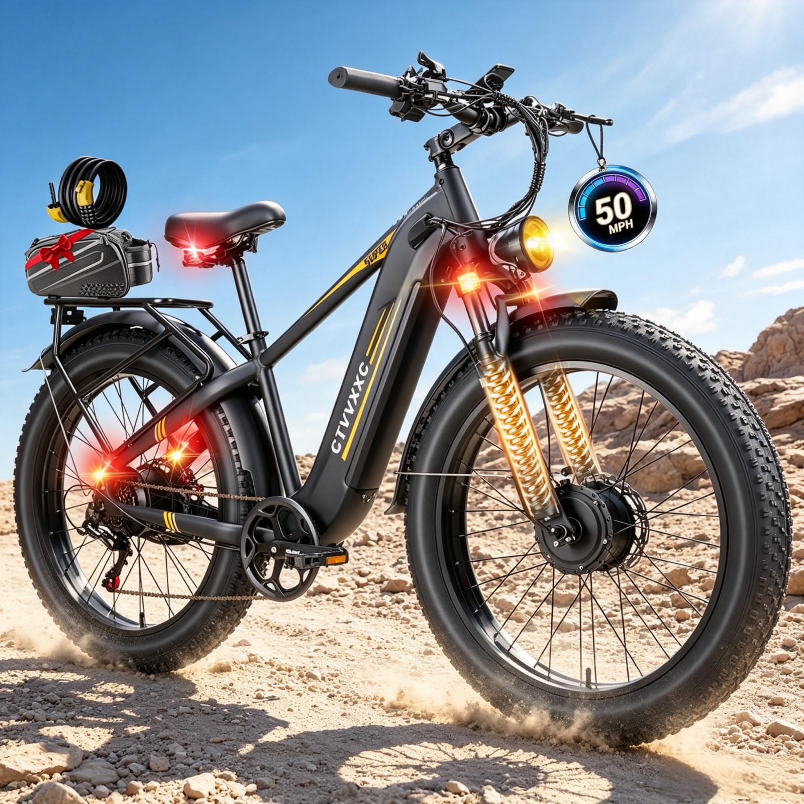 8000W Peak Dual Motor Electric Bike for Adults - 50MPH Fast Ebike,52V 26Ah | Removable LG…