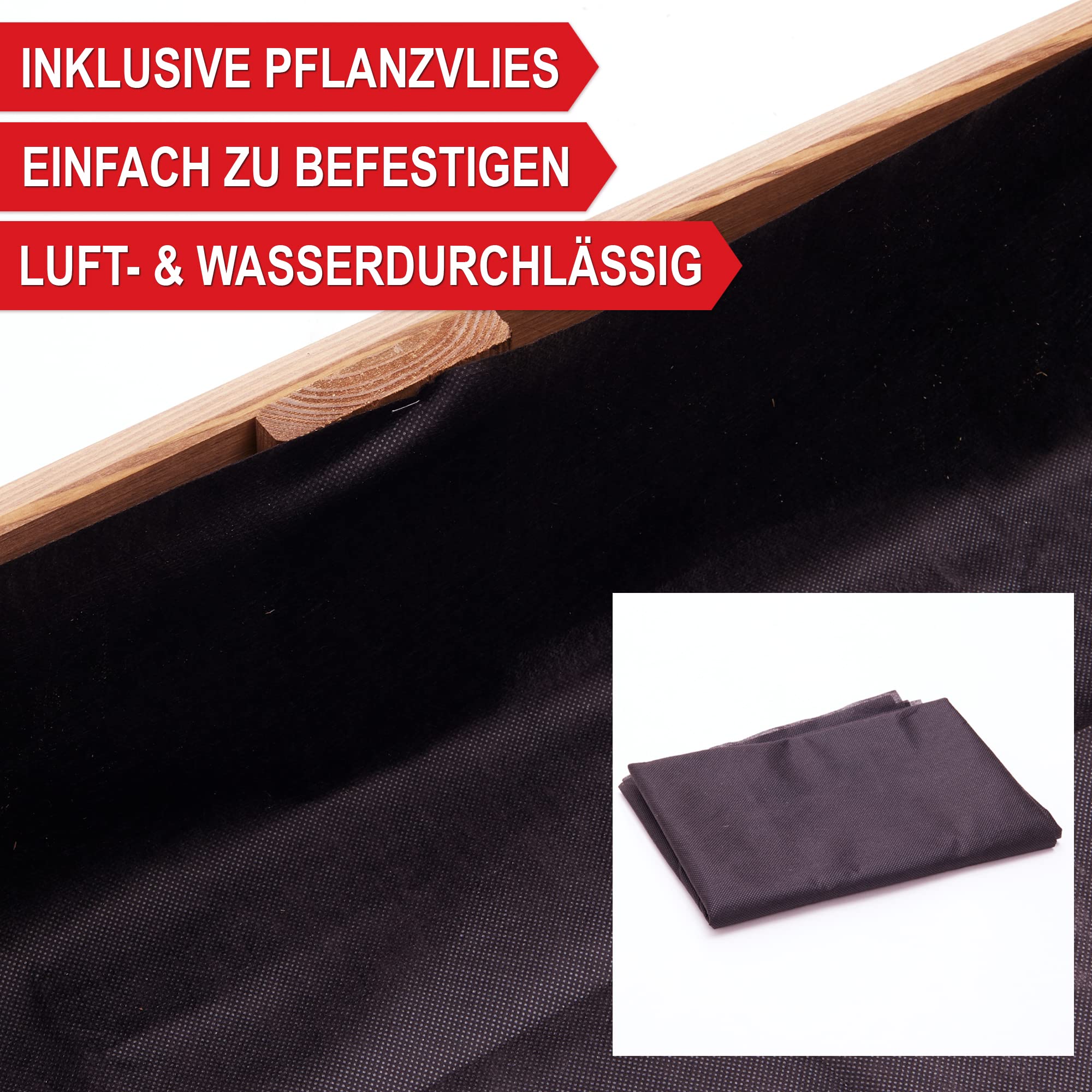 Onbest Premium Hochbeet - Pflanzbeet Holz mit Innenvlies – Garten Hochbeet – erweiterbar und stapelbar – witterungsbeständig – Blumenkasten für Terrasse Balkon – Pflanzkasten (1x Pflanzrahmen)