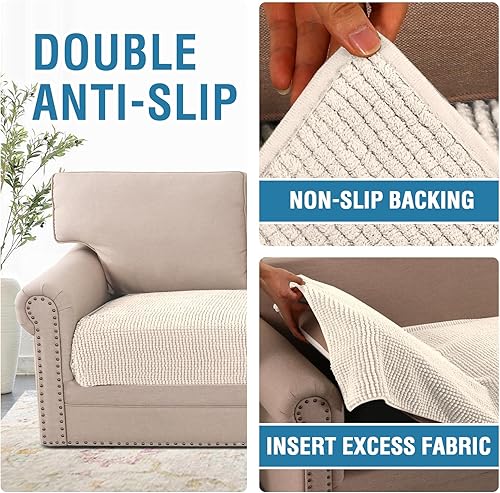 Miniatura 5 de H.VERSAILTEX Funda de felpilla de felpa para cama de perro, funda gruesa y suave para sofá de 3 cojines, antideslizante, resistente al agua,