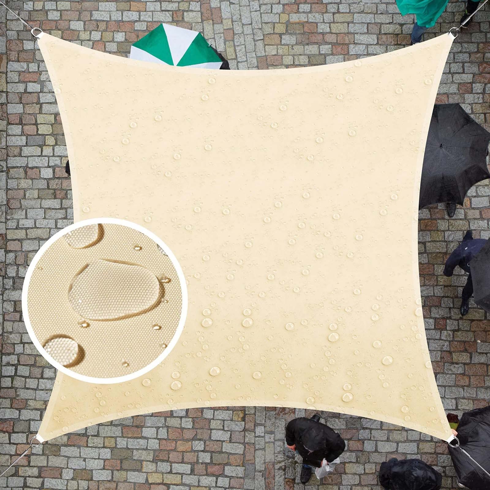 Vela Parasole, Baldacchino per Tendalino Parasole Rettangolo Triangolare, Vela Parasole Impermeabile, Blocco UV 95% con Corda Libera, per Esterni, Giardino, Patio, Cortile, Festa(Beige,2x5 Quad)