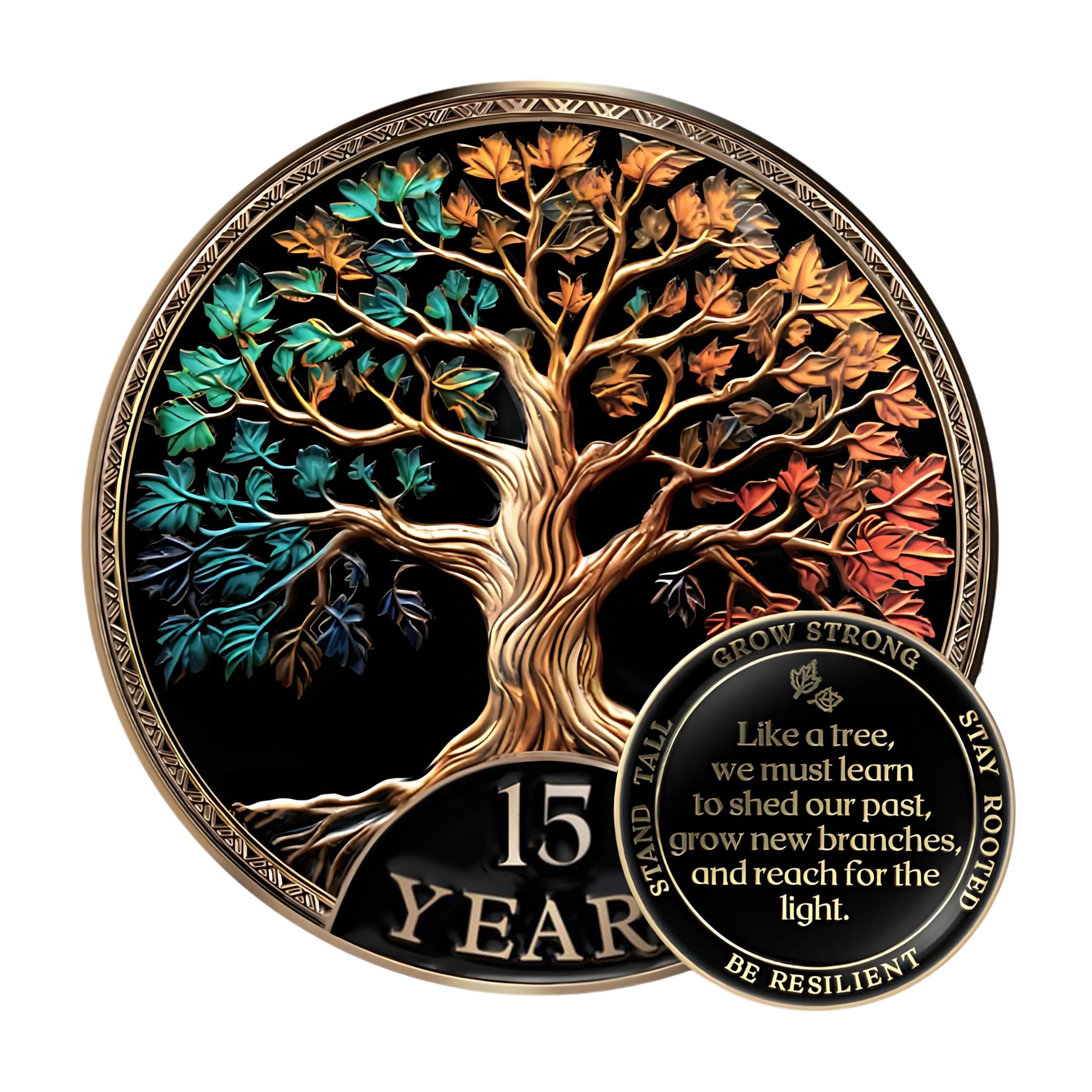 MilestoneMint 15 Year Sobriety Coin, Tree of Life, AA Coins and Medallions