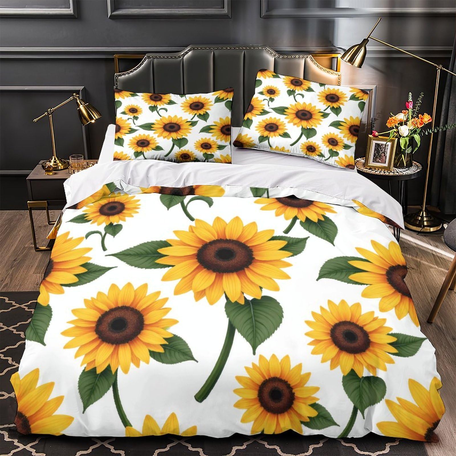 Parure de lit galaxie tournesol 200x200 avec housse de couette 3D