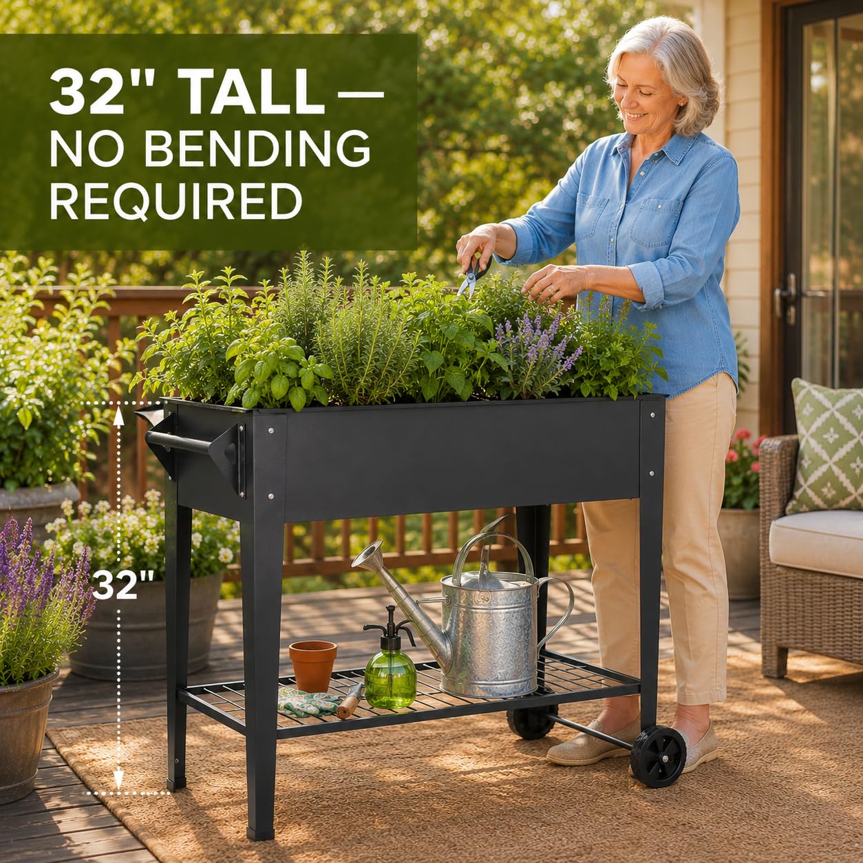 LEETOLLA Elevate 32' Raised Garden Bed with Wheels — product photo