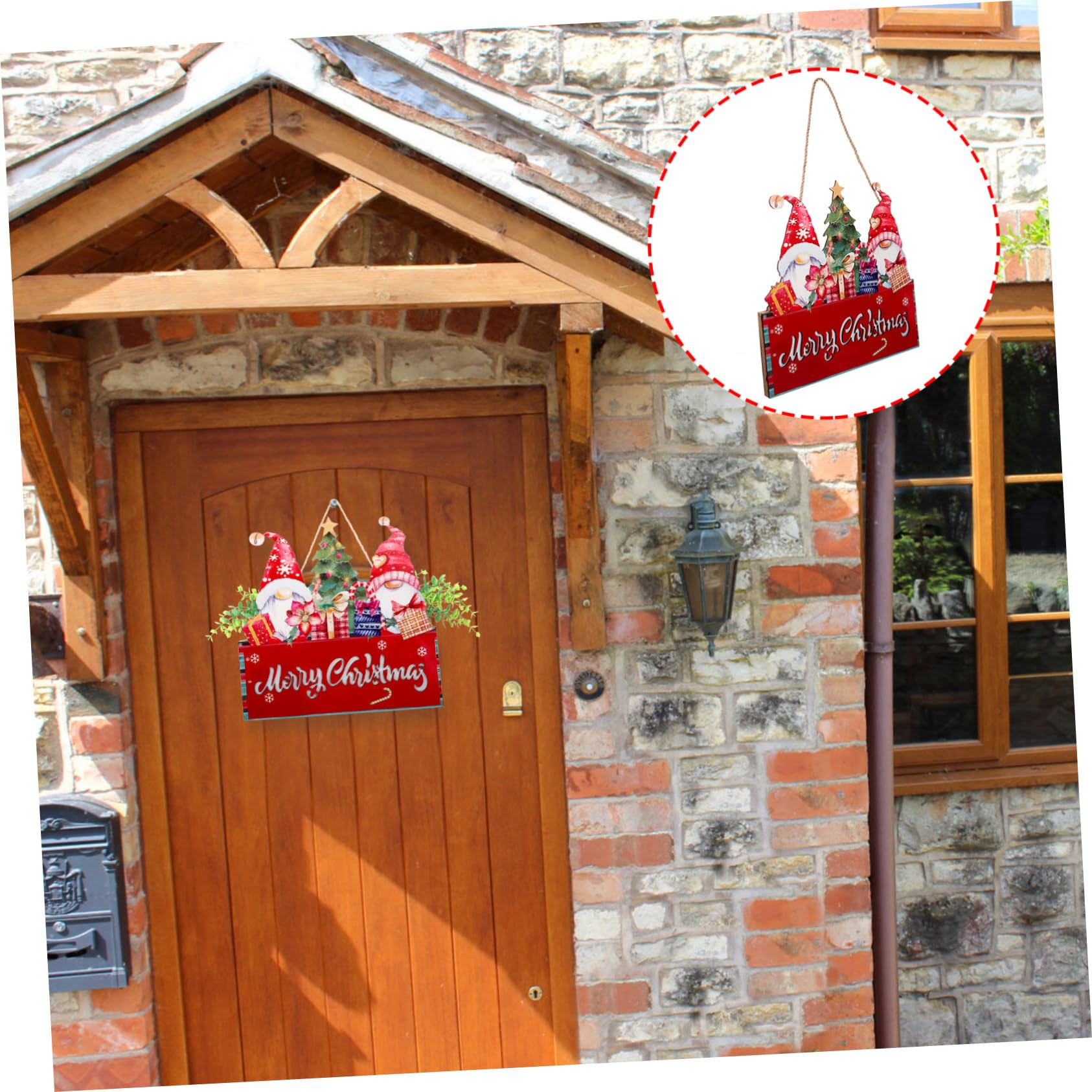 Placa Colgante de Madera Decorativa para Navidad, Adorno Navideño para Puerta o Pared