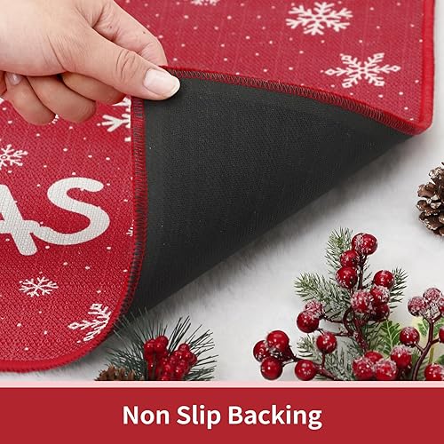 Miniatura 3 de CAROMIO Tapete decorativo de Navidad para puerta delantera, tapete de bienvenida lavable, tapete antideslizante para interiores y exteriores, tapete