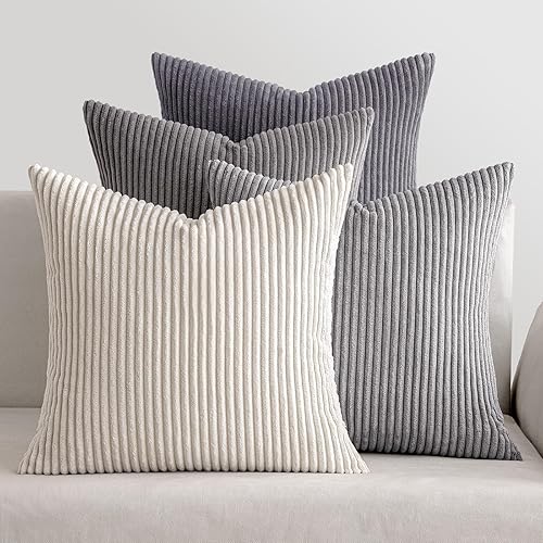 MIULEE Pack of 4 Neutral Grey Gradient Decorative Throw Pillow