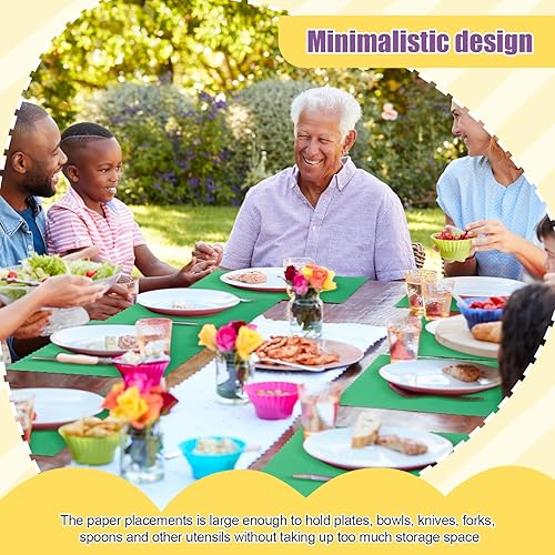 Miniatura 6 de Uiifan 200 manteles individuales de papel, desechables, bordes festoneados, manteles individuales en blanco, a granel para comedor, bodas, fiestas,