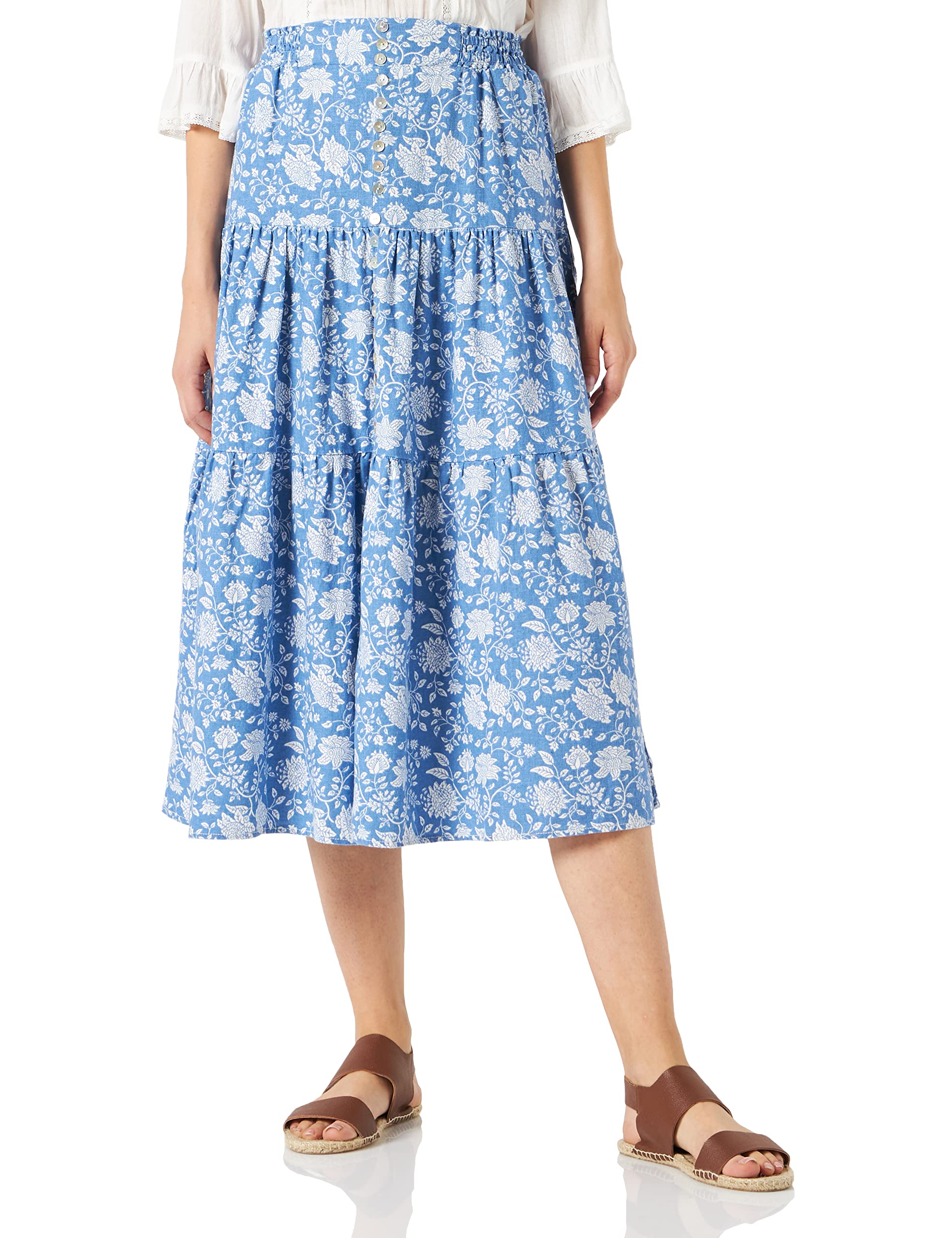 Womens Linen Printed Midi Skirt Desertcart INDIA