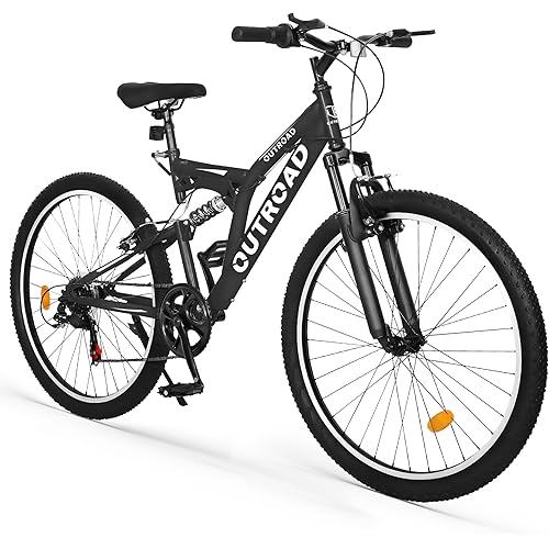 Betterland Mountain Bike, 26 inch Outdoor Bikes, 7-Speed &High-Carbon Steel Cycing Bicycles, Dual Suspension Fork for Men Women Adult, MTB Bicycle with Adjustable Ergonomic Seat