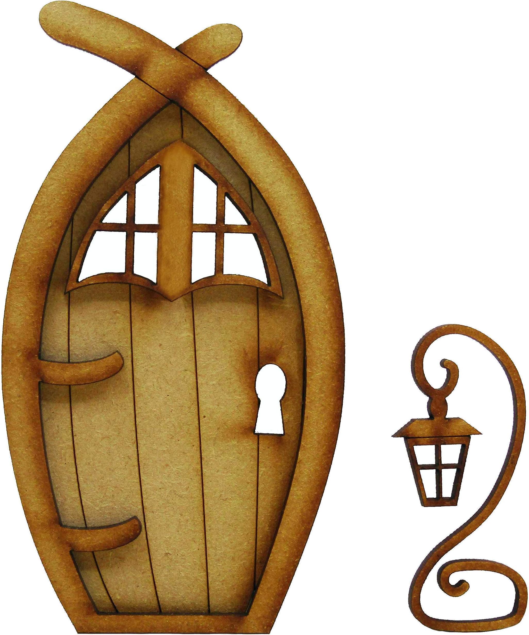 Narnia Fairy Door. Three-Dimensional Self-Assembly Wooden Fairy Door Craft Kit with Fairy Windows and Magical Lantern