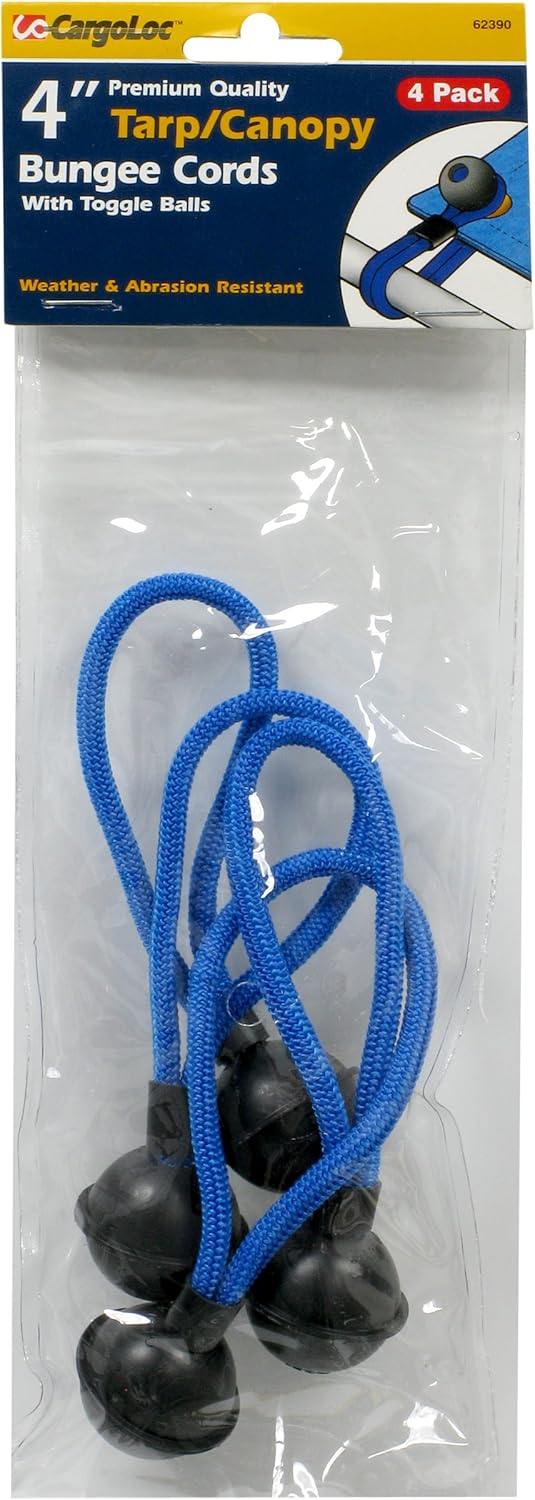 CargoLoc 62390 Tarp Cords, 4-Inch, Blue, 4-Piece
