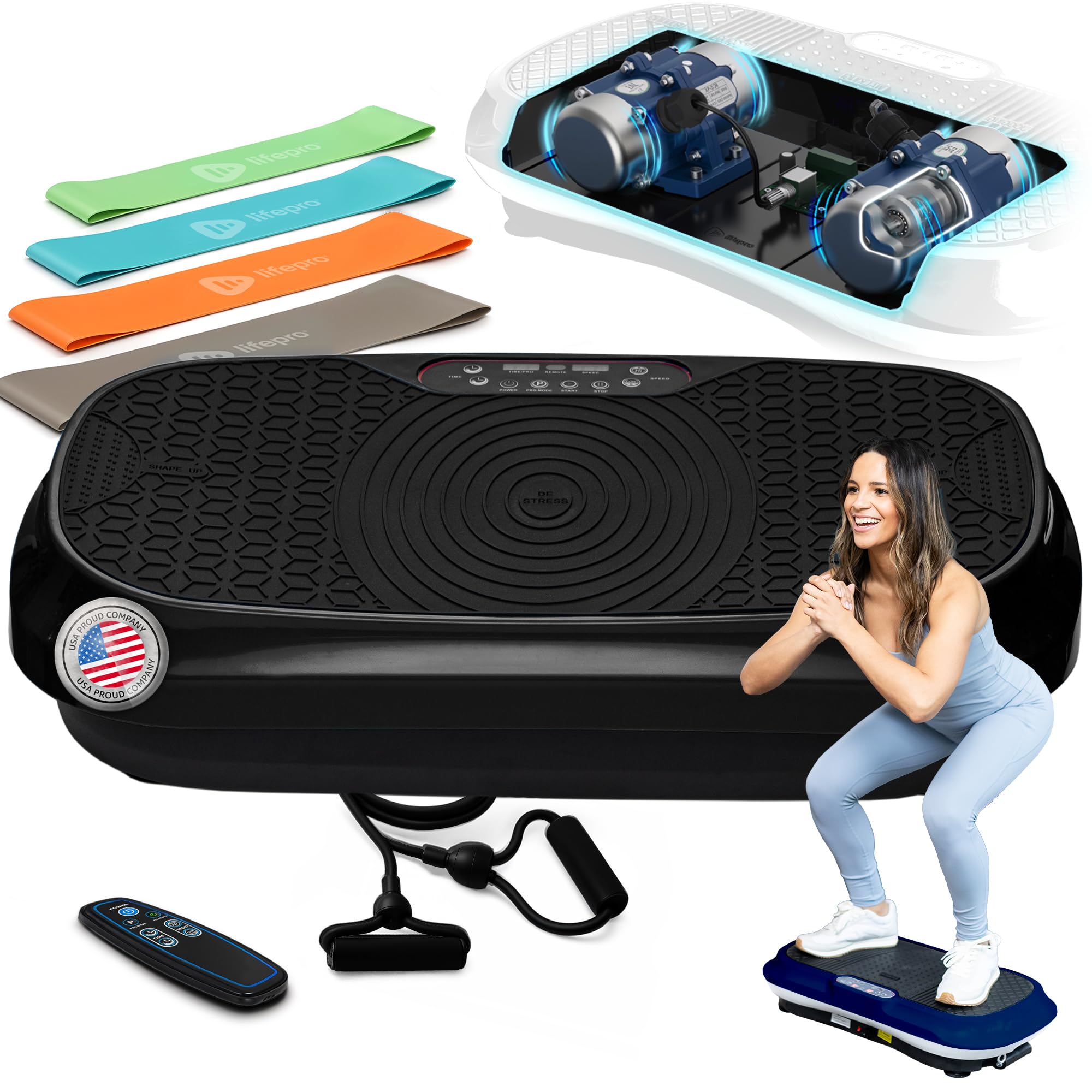 Lifepro Waver Mini Vibration Plate - Whole Body Vibration Platform Exercise Machine - Home & Travel Workout Equipment for Weight Loss, Toning & Wellness - Max User Weight 260lbs