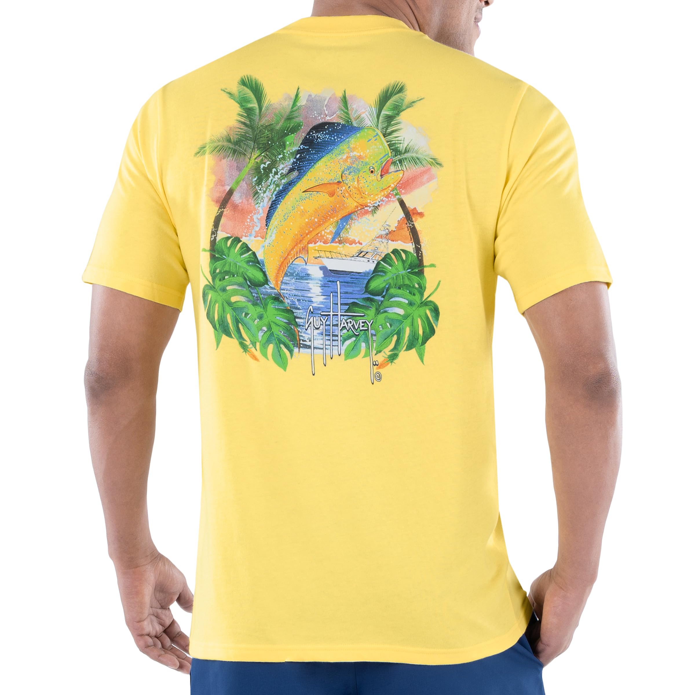 Guy HarveyMen’s Offshore Fish Collection Short Sleeve Pocket T-Shirt
