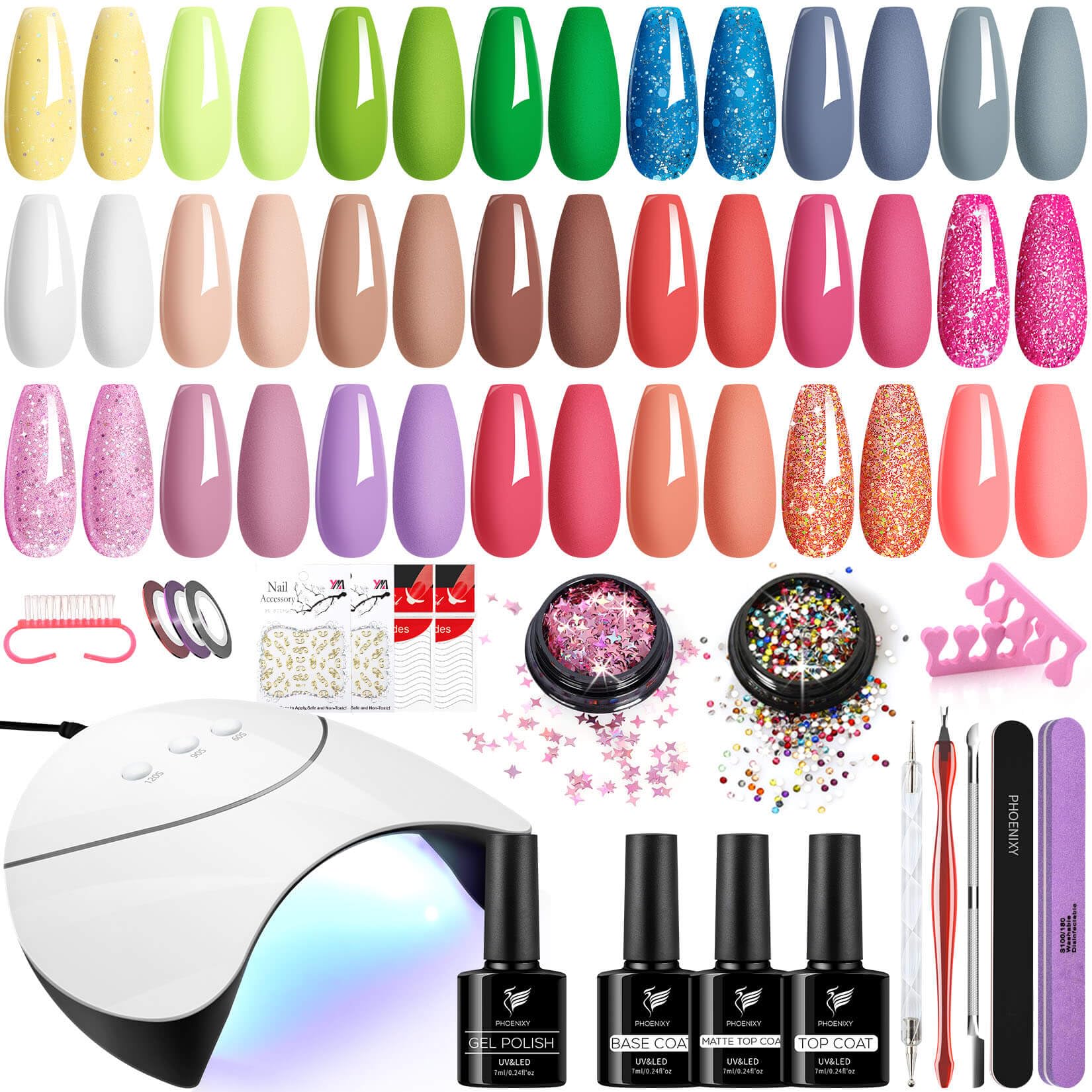 Amazon.com : PHOENIXY Gel Nail Polish Set - 42Pcs Gel Nail Polish