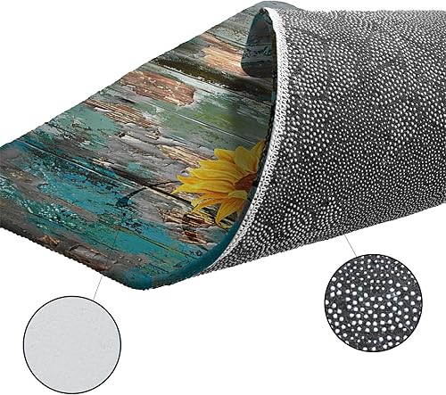 Miniatura 6 de Alfombra redonda de girasol retro de 5 pies, alfombra de pasillo para interiores y exteriores, para dormitorio, cocina, baño, sala de estar,