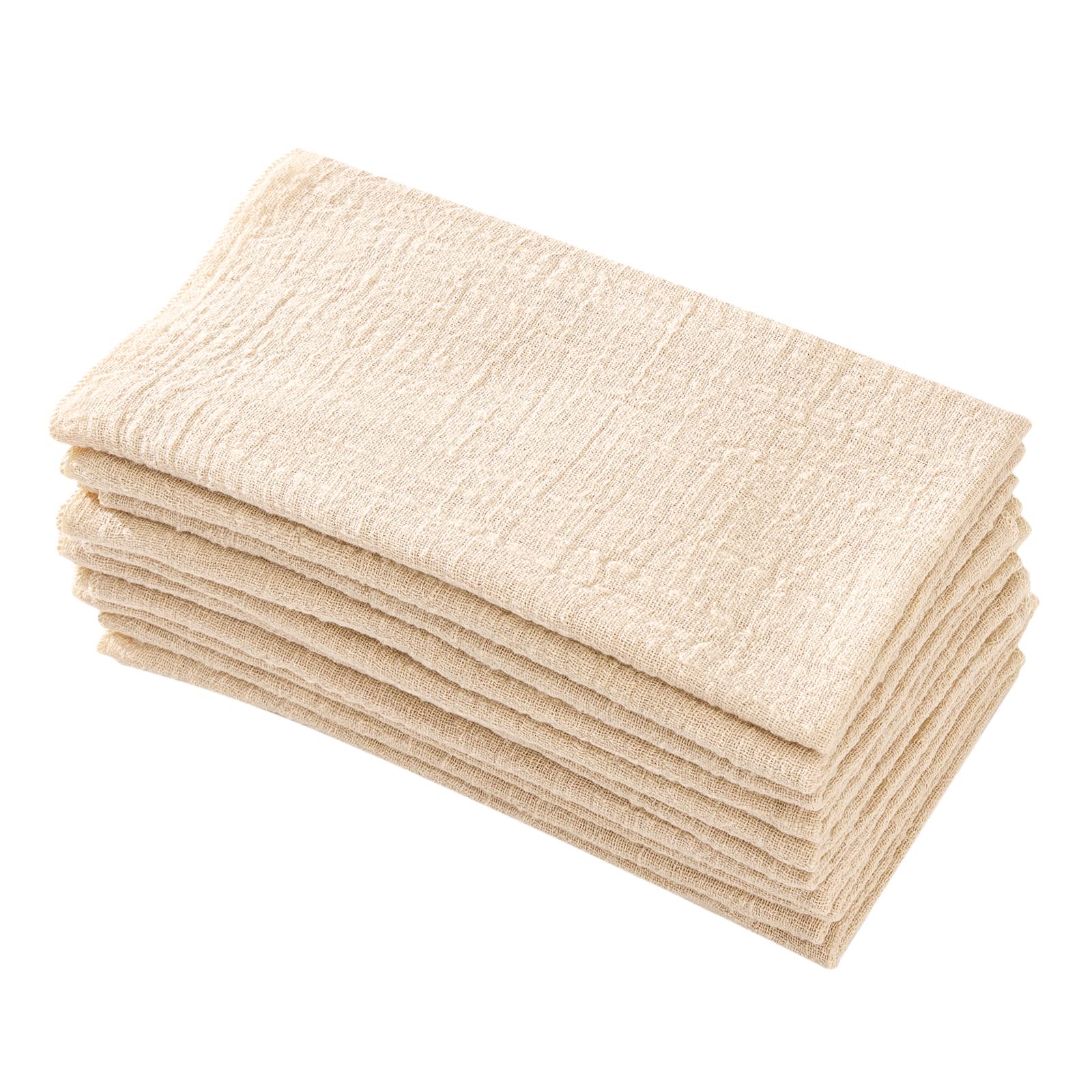 Servilletas de tela para cena, paquete de 10 unidades, 100% algodón suave natural, servilletas lavables, ideales para bodas, fiestas, uso diario familiar, beige