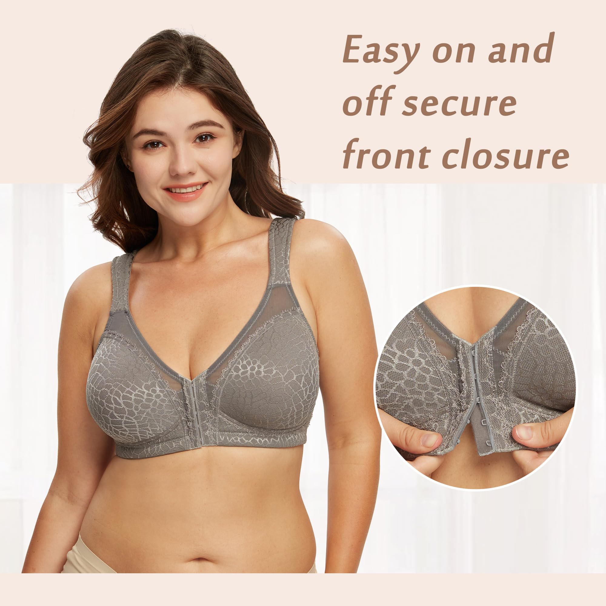 DotVol Femme Soutien-Gorge correcteur de Posture Overture Avant sans Fil Minimiseur réducteur Bra Confortable