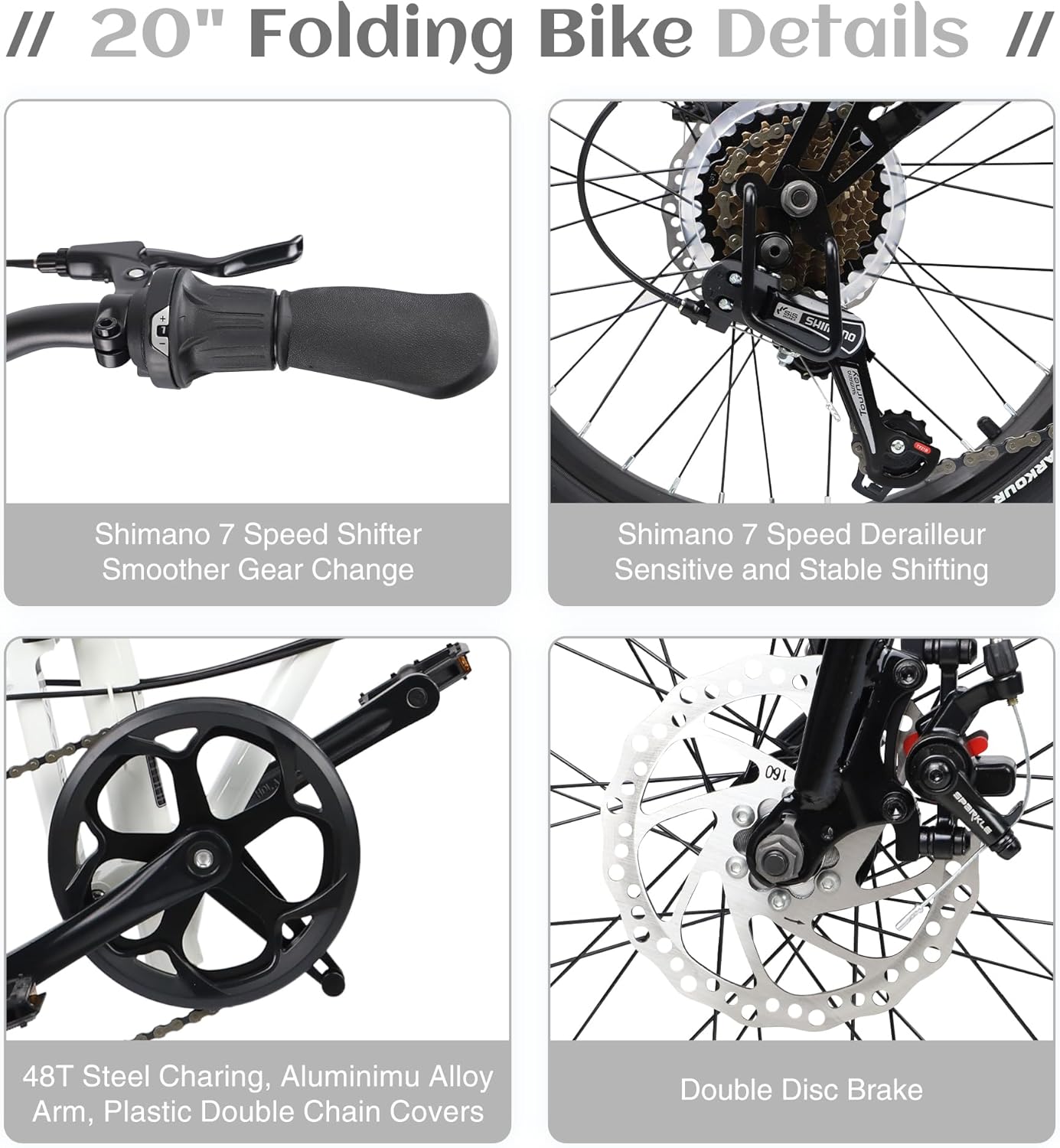 WEEROCK 20 Inch 3-Fold Bike, 7 Speeds Foldable Bicycle, Lightweight Easy to Carry Steel Frame Folding Bicycles for Men Women Adult