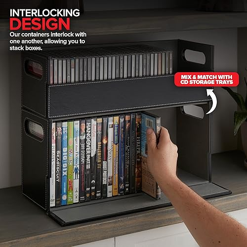 Miniatura 6 de Stock Your Home Caja de almacenamiento de DVD, organizador de estante de películas para Blu-Ray, fundas de videojuegos, CD, soporte de pantalla de