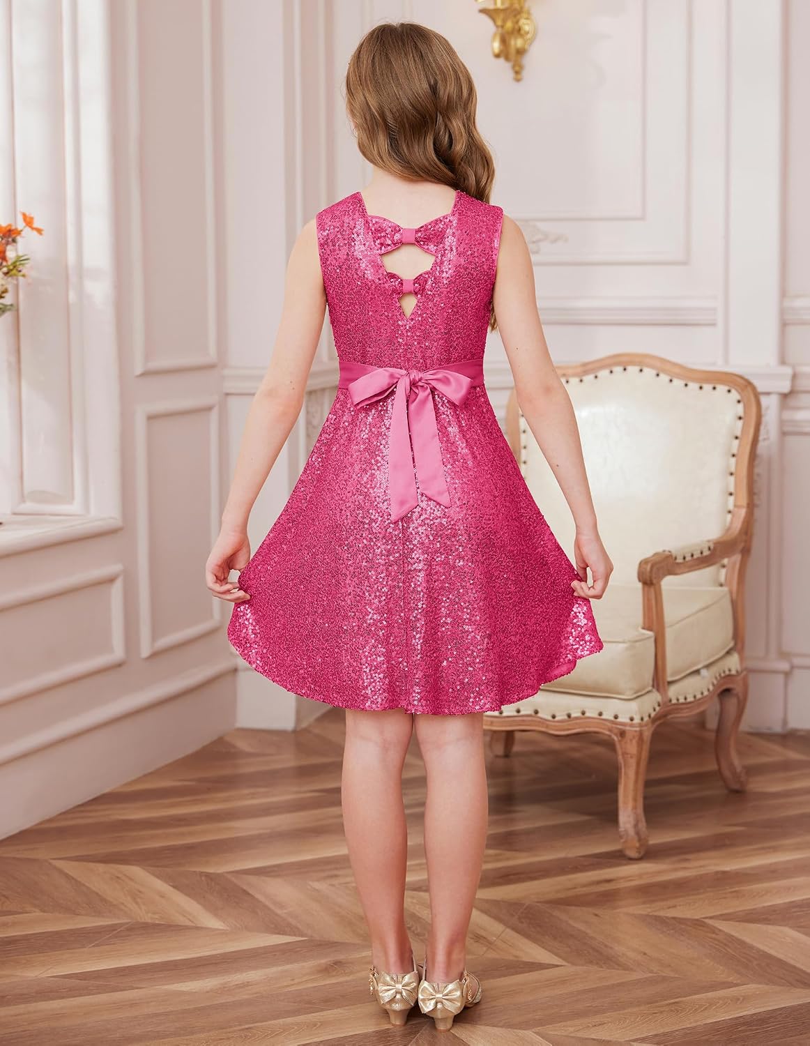GRACE KARIN Girls Sequin Sparkly Dress Kids Party Birthday Fancy Formal Cocktail Pageant Christmas Dresses Size 6-14Y