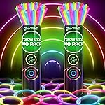 200 Ultra Bright Glow Sticks Bulk - Halloween Glow in the Dark Party Supplies Pack - 8 Glowsticks Party Favors with Bracelets and Necklaces