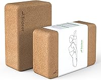 Trideer Cork Yoga Blocks 2 Pack - Natural High Density, Non-Slip Eco-Friendly for Yoga, Pilates, Stretching Women