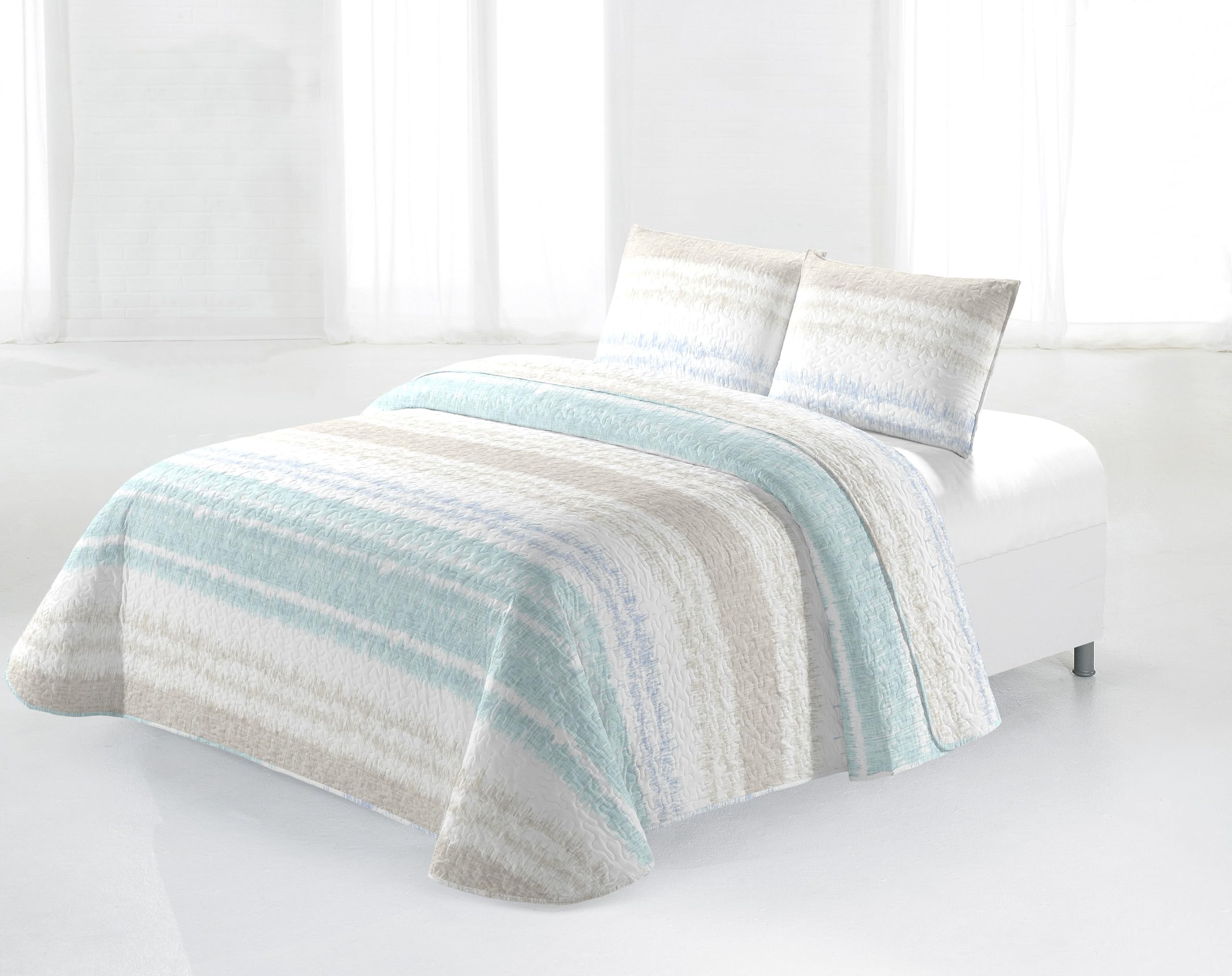 Miracle Home. Colcha Bouti 100% Microfibra cepillada, Ligera y traspirable Carvin Ultras. 250 x 265 cm. Cama 150