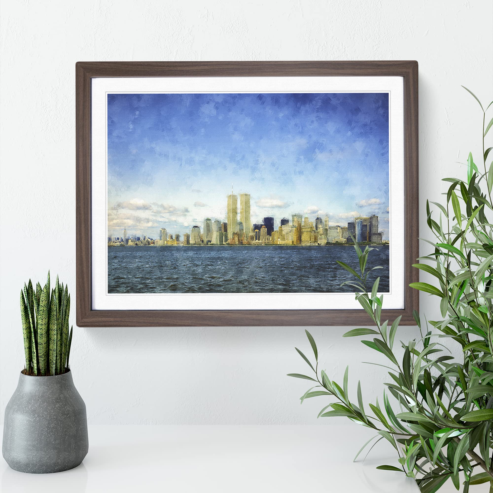 New York Skyline With The Twin Towers Painting Modern Art Framed Wall Art Print - Image 3