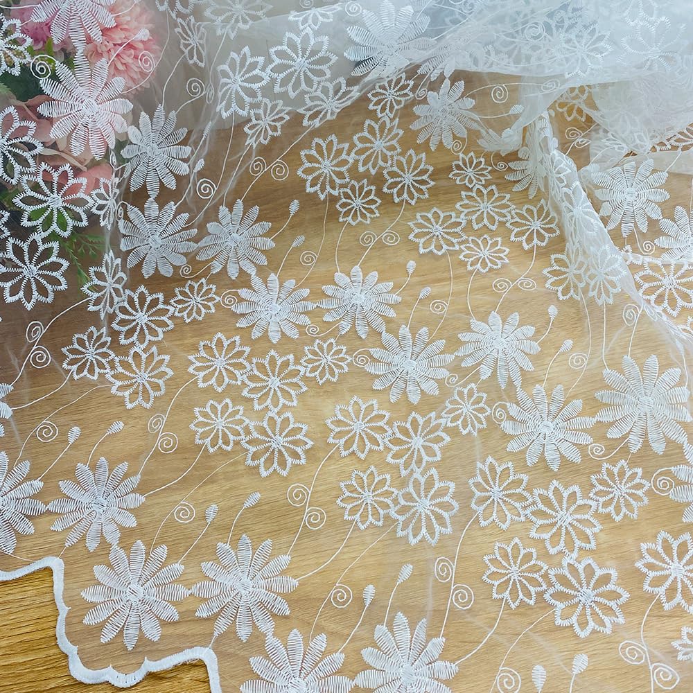 Amazon | koundeneko オーガンジー 生地 布 花柄刺繍 レース生地