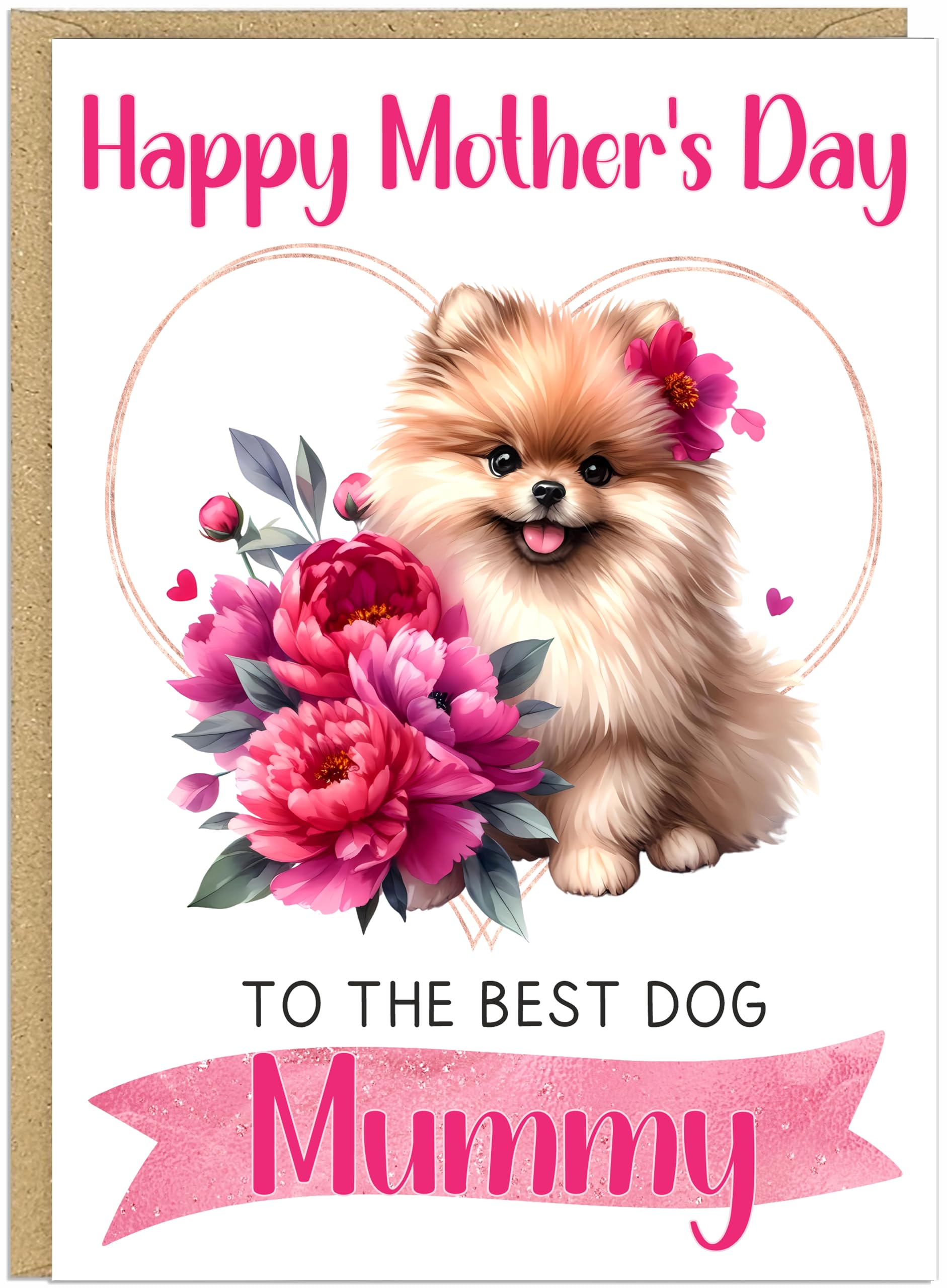 Personalised Doggy Mum Mother's Day Cards Custom Own Name With 24 Dog Breeds Happy Mother's Day The Best Dog Mummy Pet Owner Greetings Card (Pomeranian)