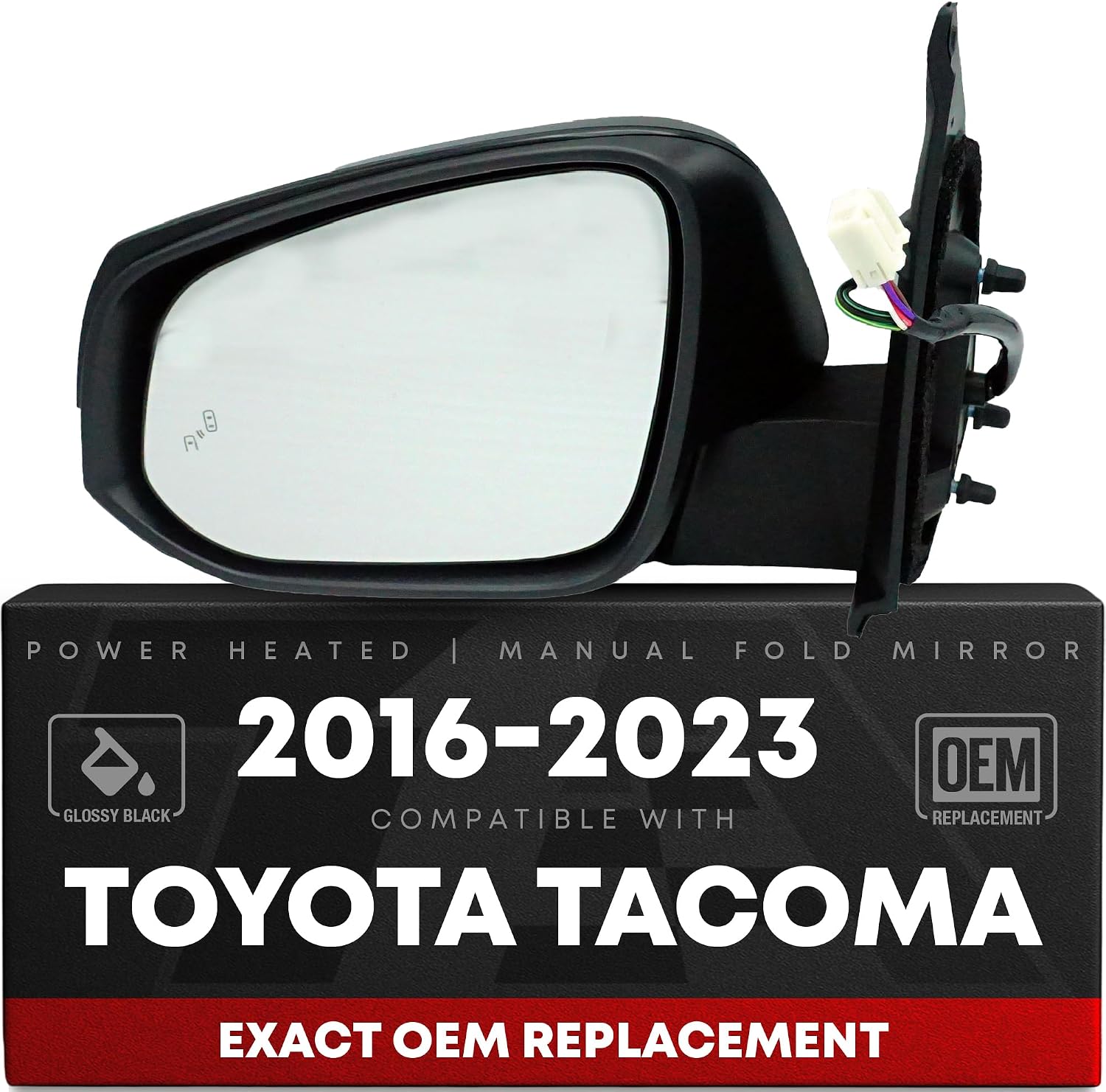 T1A Driver Side Heated Side View Mirror with Integrated Turn Signal for Toyota Tacoma
