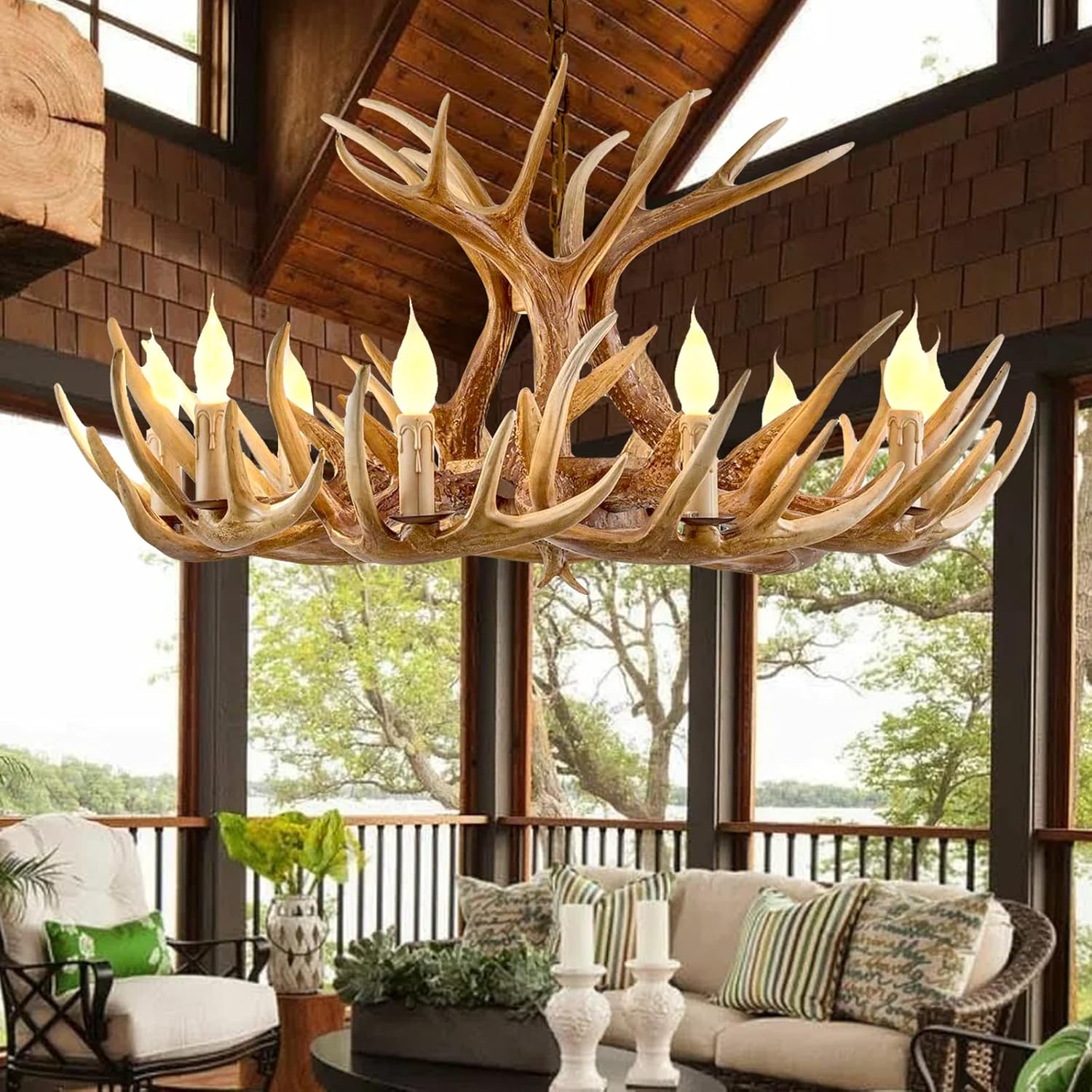 Antler Chandelier Lighting, Large Rustic Antler Chandelier 9 Light