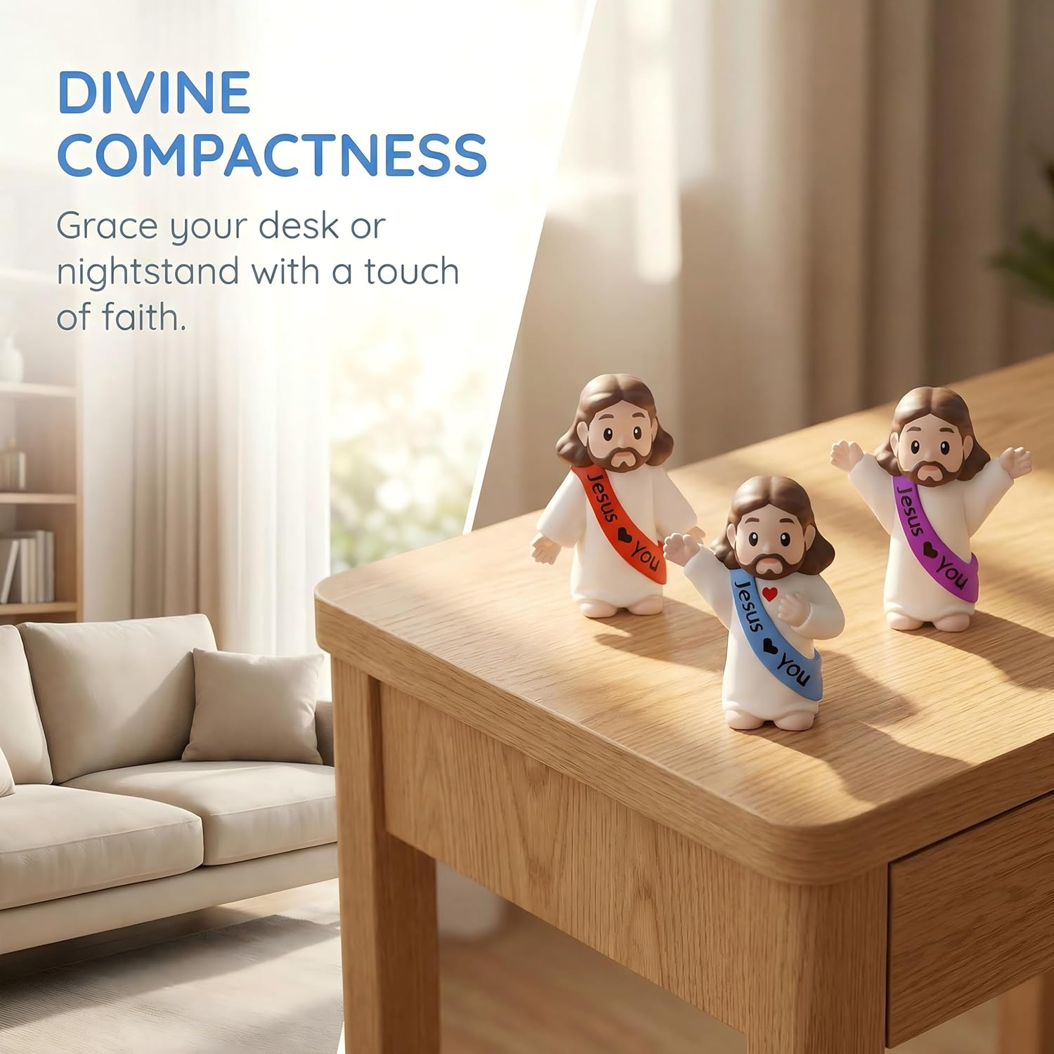 60Pcs Little Jesus Figures with 3 Different Poses, Assorted Colors Religious Figurines for Home and Church Decor