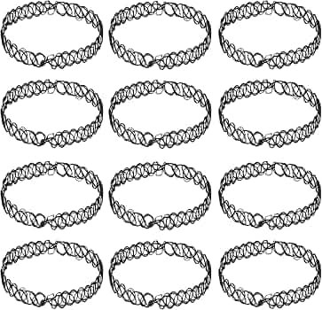 Set Di 3 Collane Elastiche Nere Stile Tatuaggio, Anni '90, In Tessuto Cavo, Per Ragazze E Donne - 3