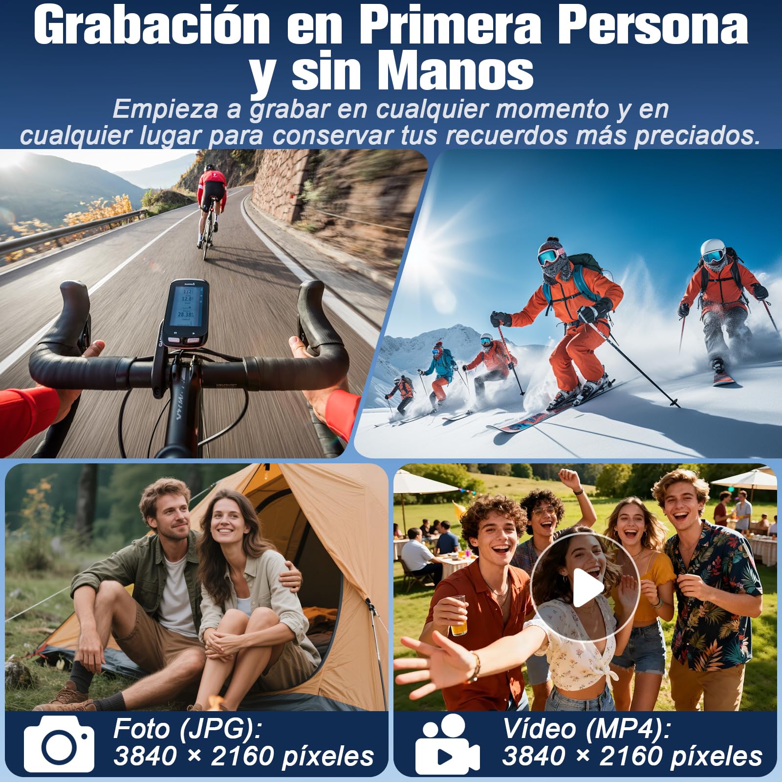 LXMIMI Mini Cámara de Acción con WiFi, Cámara Corporal 4K, Cámara Deportiva | Cámara POV Portátil con Imán y Pantalla, 150°, WiFi, Cámara de Acción de 16 GB para Bicicleta, Casco de Moto y Vlogs