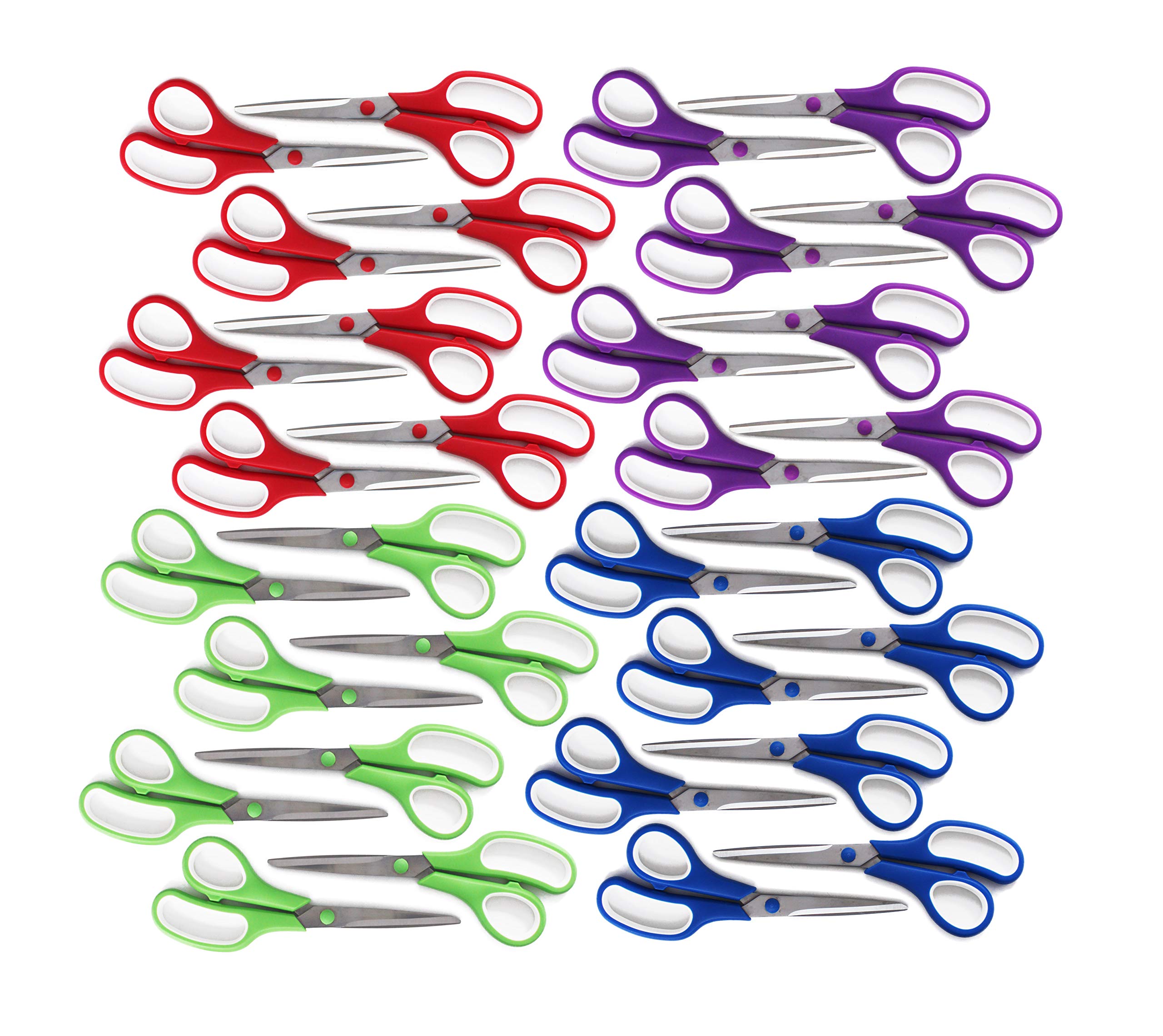 S & E TEACHER'S EDITION8.5 Inch Scissors 32Pcs, Stainless Steel Sharp Blade, Comfort-Grip Handles, Pack of 32.