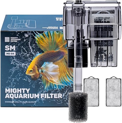 Mighty Aquarium - Filtro para colgar en la parte posterior, filtro de encimera de acuario, filtro ajustable para pecera, filtros de acuario, filtro