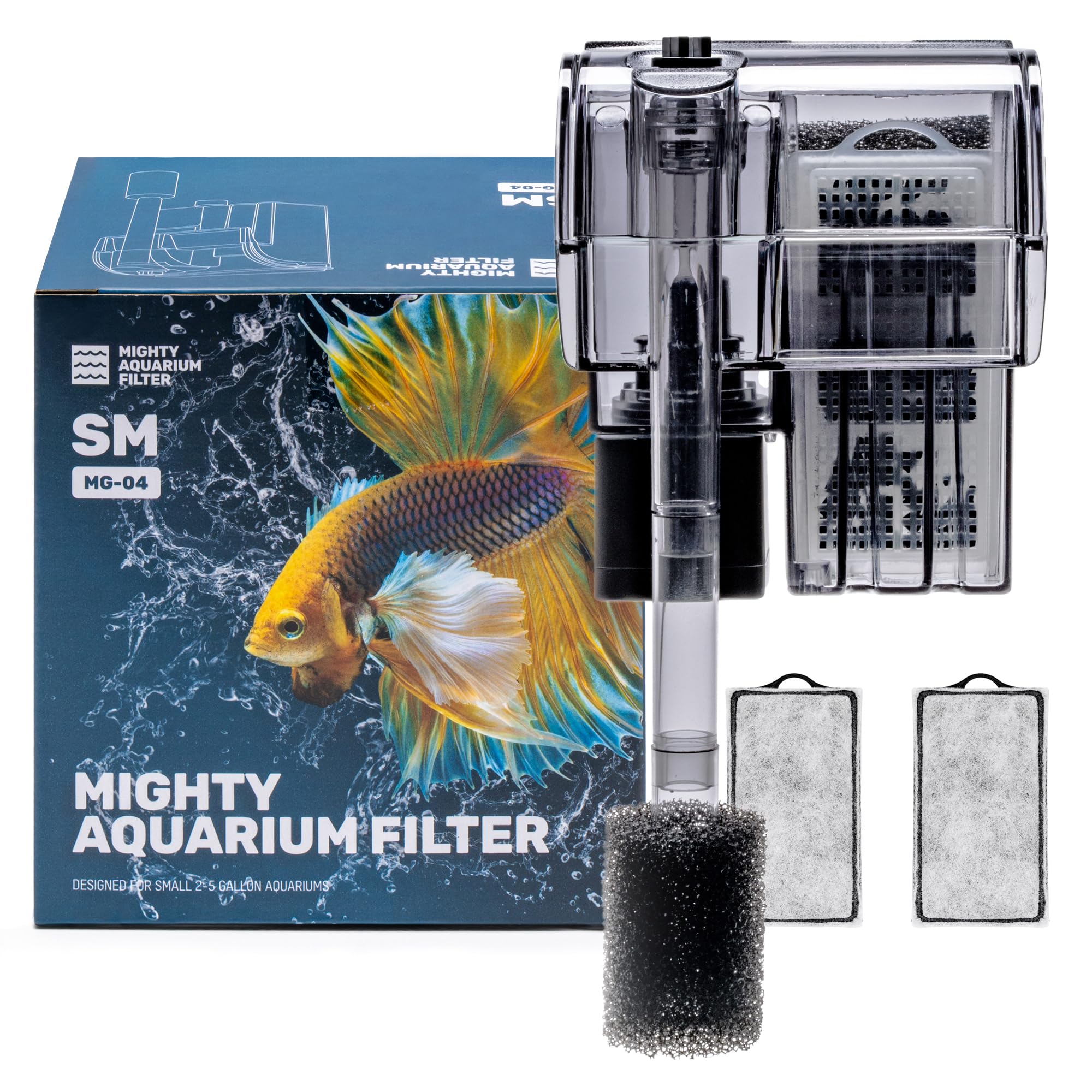 Mighty Aquarium Hang On Back Filter - Aquarium HOB Filter - Adjustable Fish Tank Filter - Aquarium Filters - Nano Aquarium Filter - Fish Aquarium