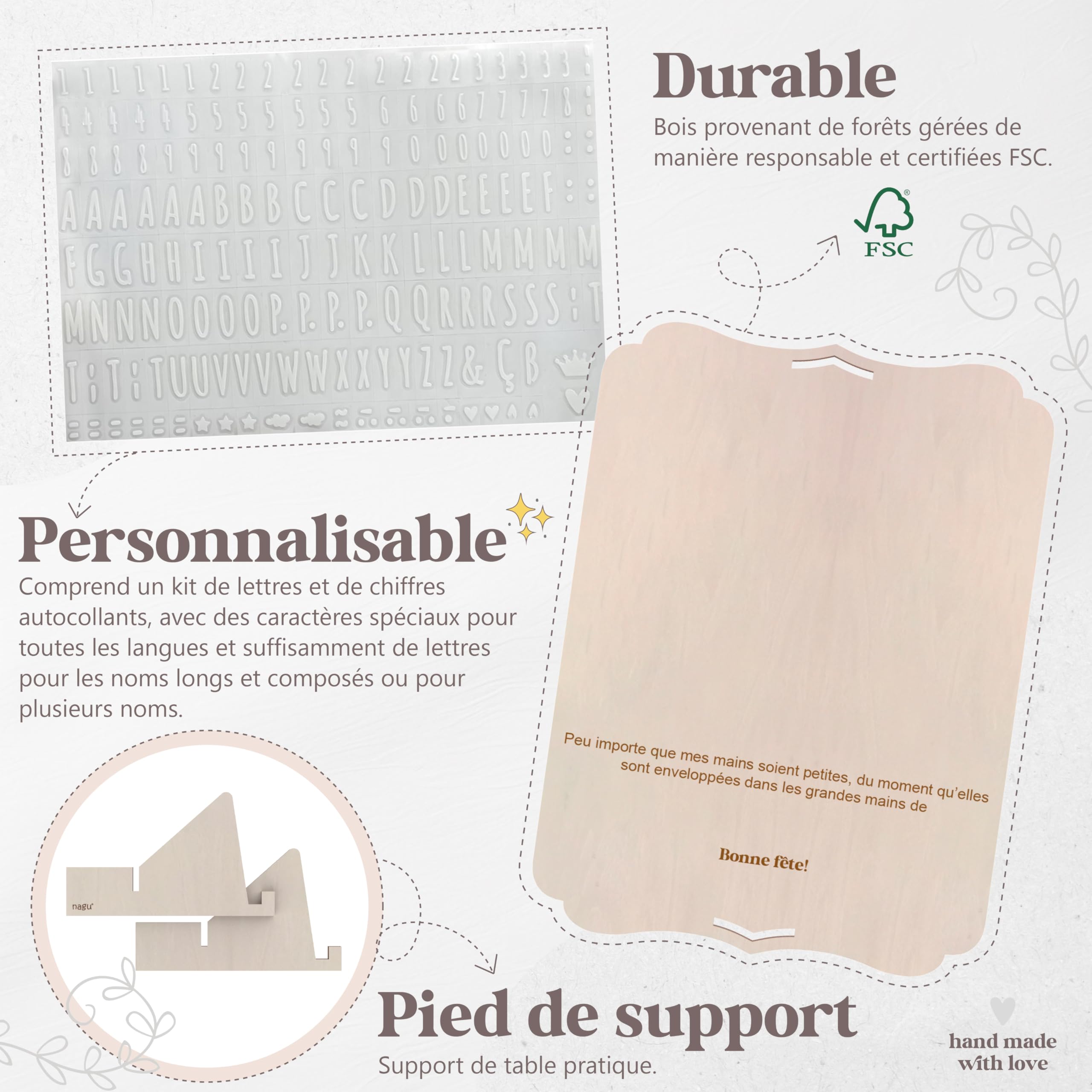 nagu® Cadeau personnalisé homme fête des pères avec empreinte main pied bébé
