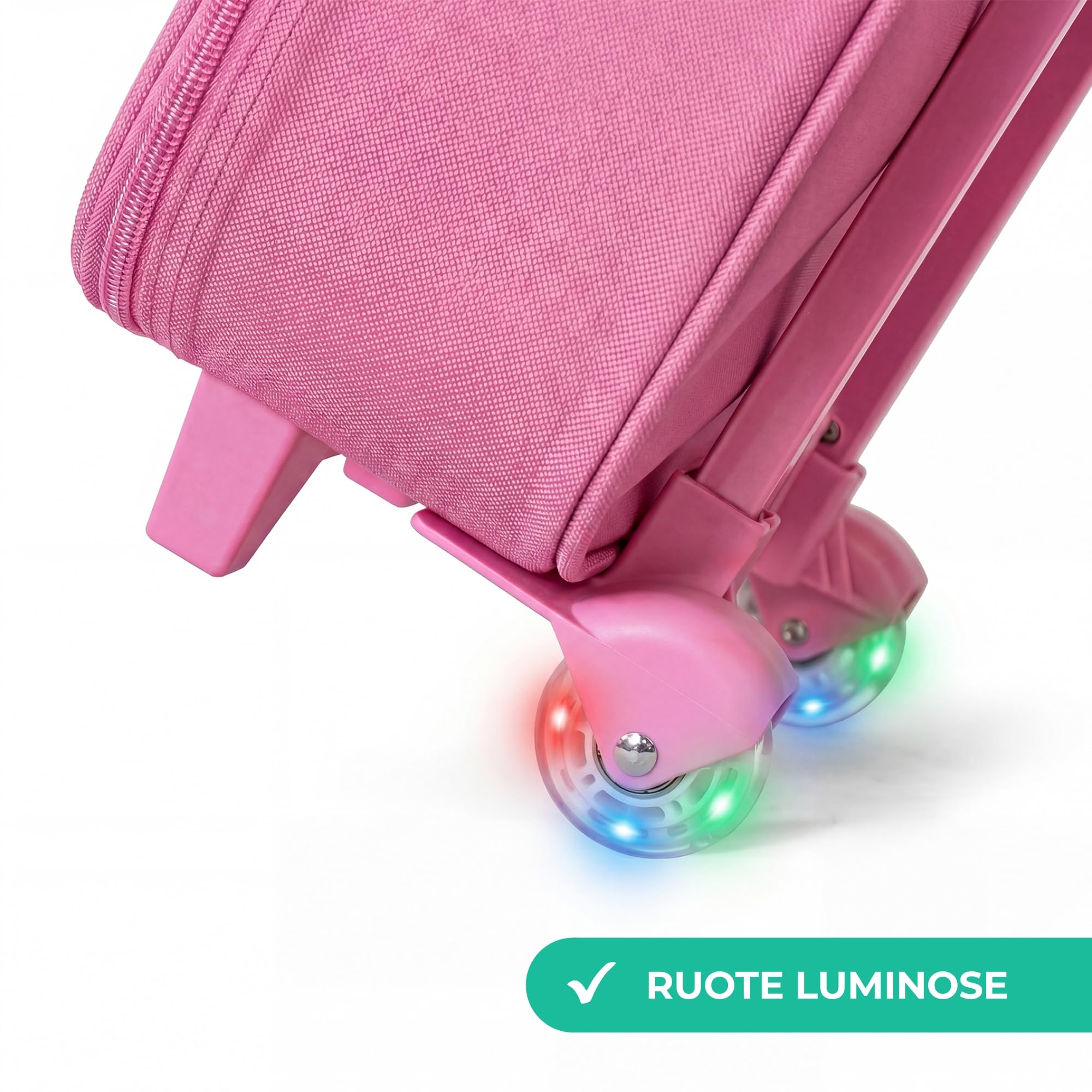 NoBoringSuitcases© Valigia Rosa Per Bambini Personalizzato Con Un Nome | 48x31x19 cm - Bagaglio Ultraleggero Trolley A Mano Rigidi LED Ruote Valigie Bimbi - Ragazze - Fata dei fiori - Mondo