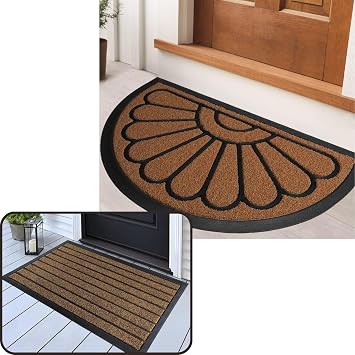 ubdyo Extra Durable Door Mat - Low Profile Front Doormat 30" x 17" Bright Brown + 32" X 20" Bright Brown