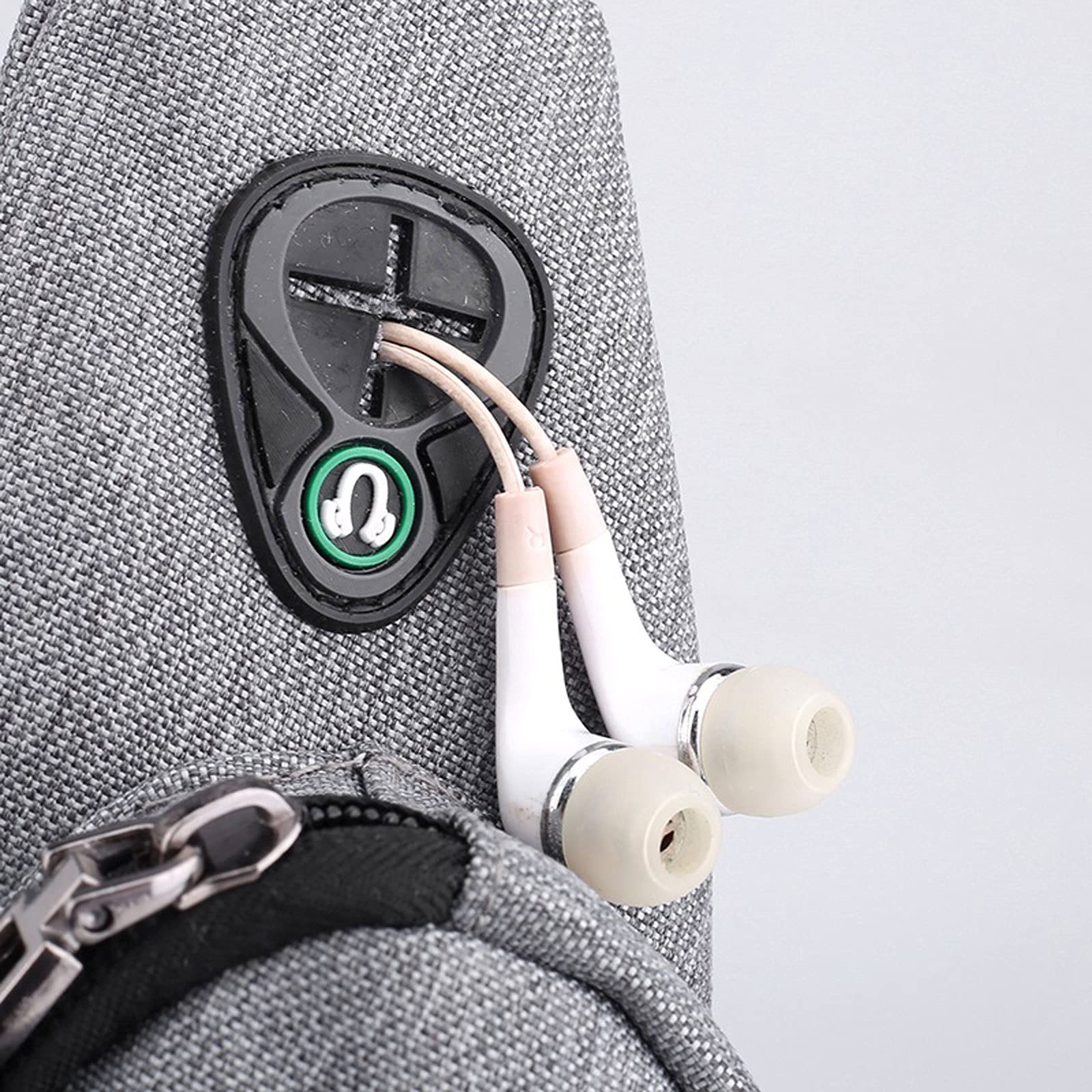 Riñonera pequeña antirrobo para el Pecho, Bandolera para Hombre, minibolso Deportivo de Viaje con Auriculares (Negro)