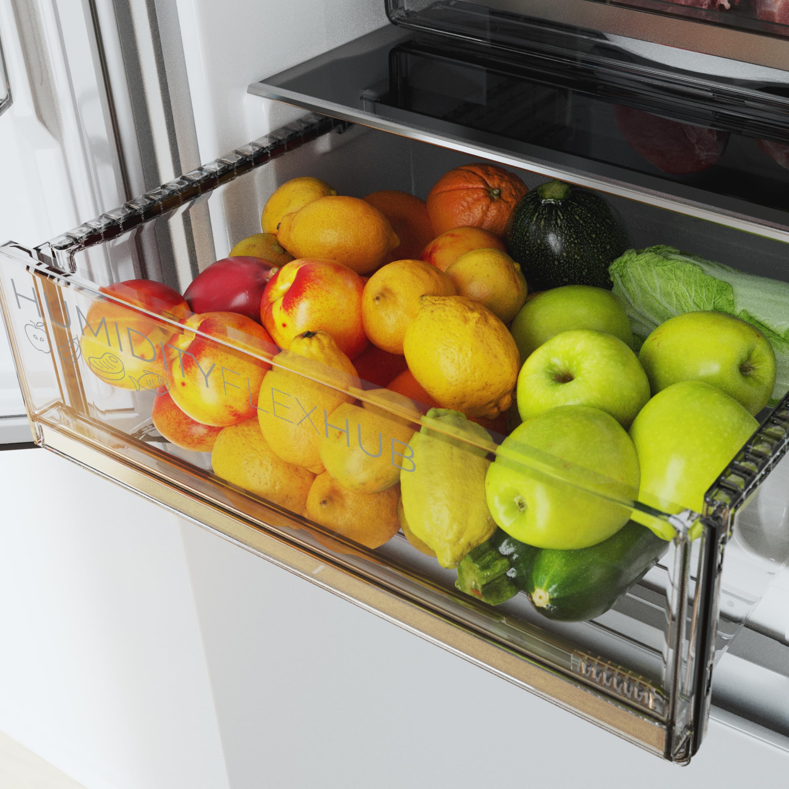 Cecotec Frigorifero Combinato 335L No Frost Bolero CoolMarket Combi 335 Grey E. Altezza 195,3cmx59,5cm Larghezza, Compressore Inverter Plus, Basso Consumo, Ripiani Vetro, Controllo Umidità, Grigio