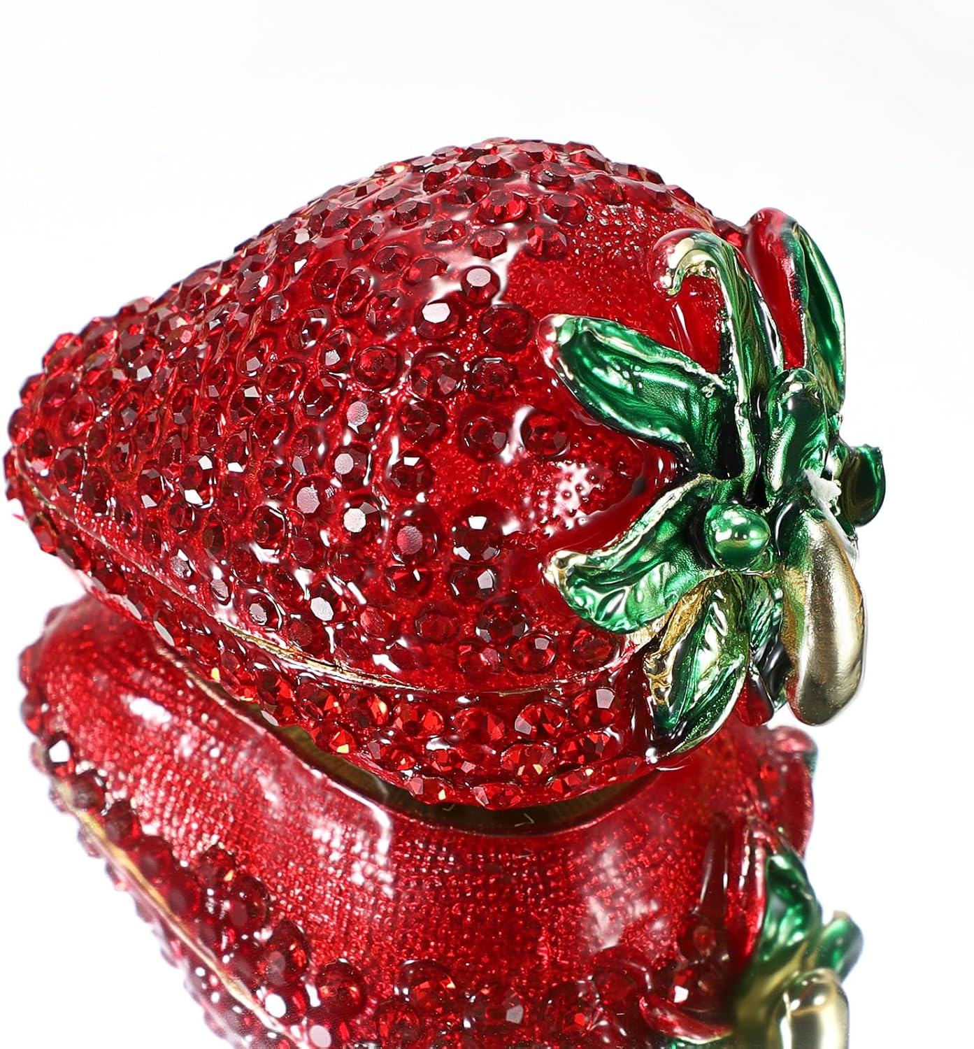 ELLDOO Strawberry Trinket Box, Vintage Metal Enameled Hinged Decorative Box Hand Painted Ring Earrings Jewelry Organizer Gift Box for Girl Women