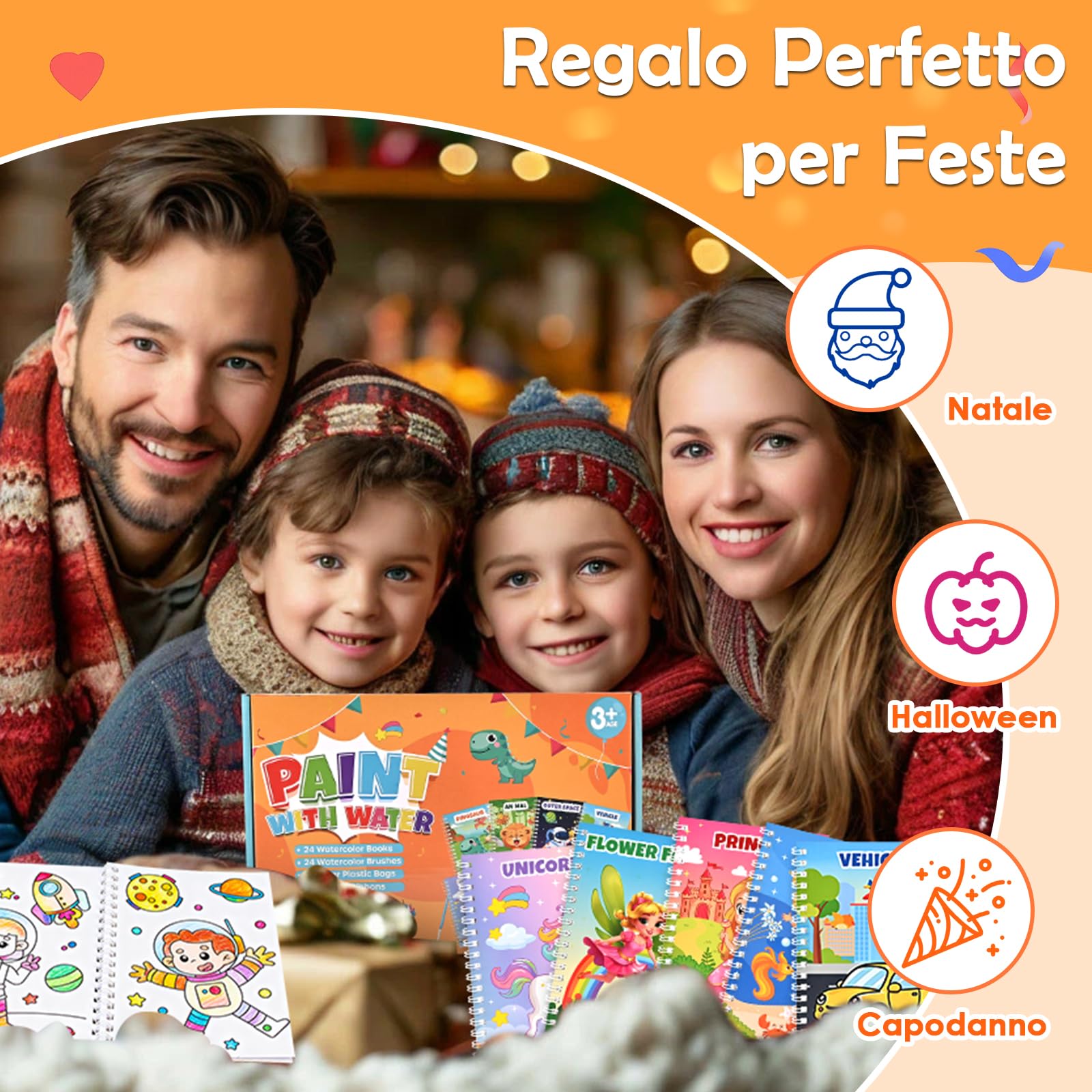 GOLDGE 24 Libri da Colorare Gadget Compleanno Bambini, Mini Libro da Colorare Set con Acquerelli Carta per Pittura Sacchetti Regalo Pennelli, Regalini fine Festa Compleanno 4-8 Anni