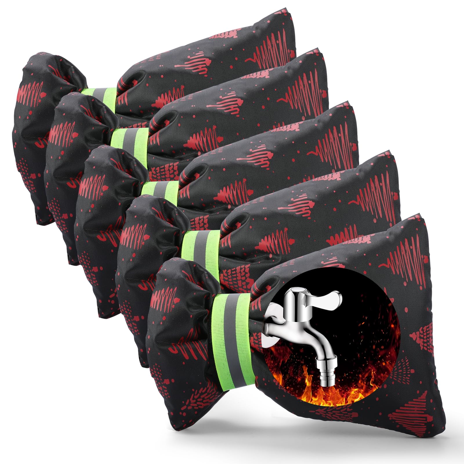 outdoor faucet covers for winter freeze protection, 5 pack 8.3" h x 6.3"w anti frozen outdoor faucet protector, thickened, enlarged, waterproof, super warm, christmas gift, christmas tree.