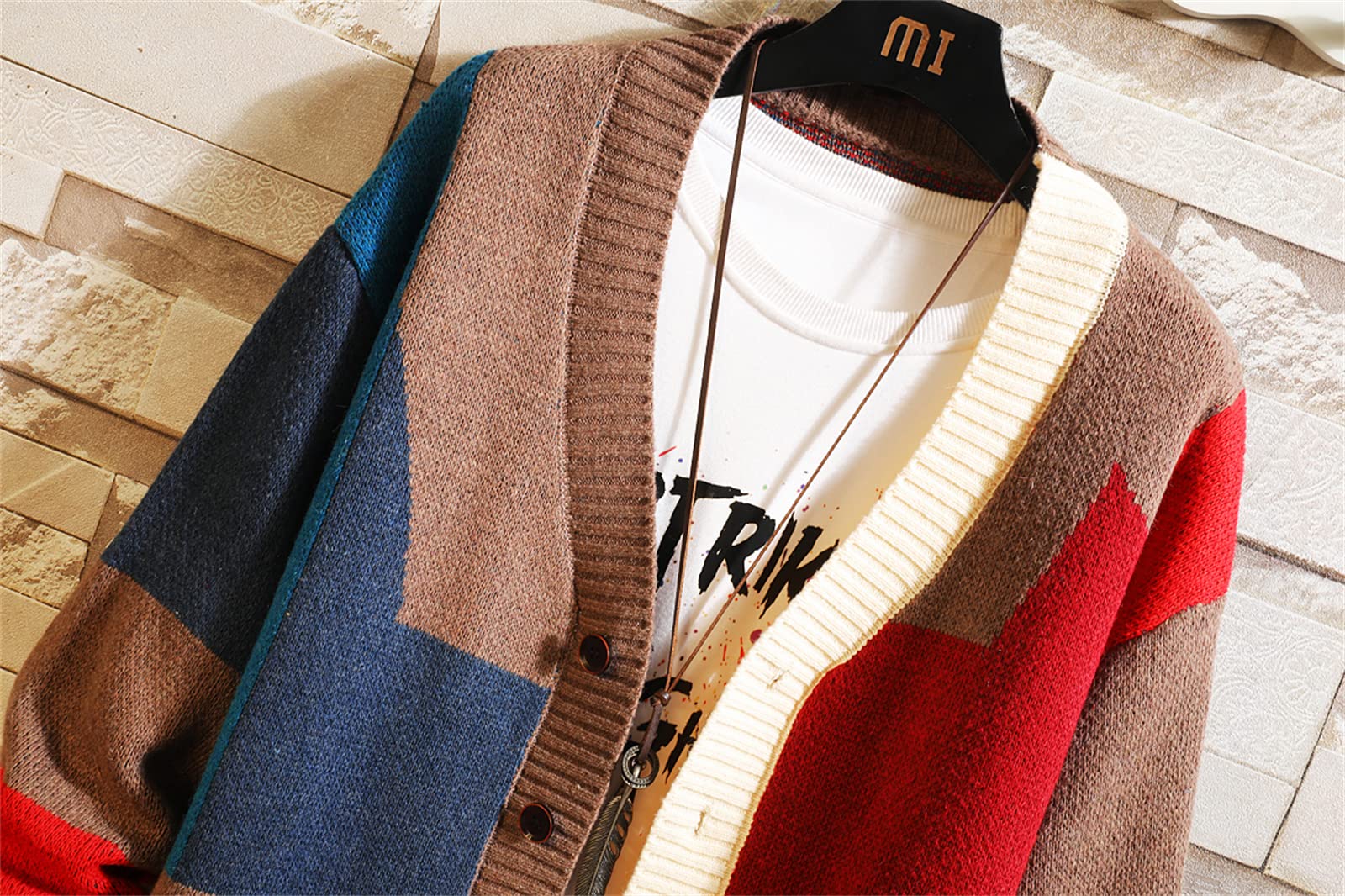 GURUNVANI Cardigan da Uomo Maglioni a Maglia a Maniche Lunghe con Bottoni