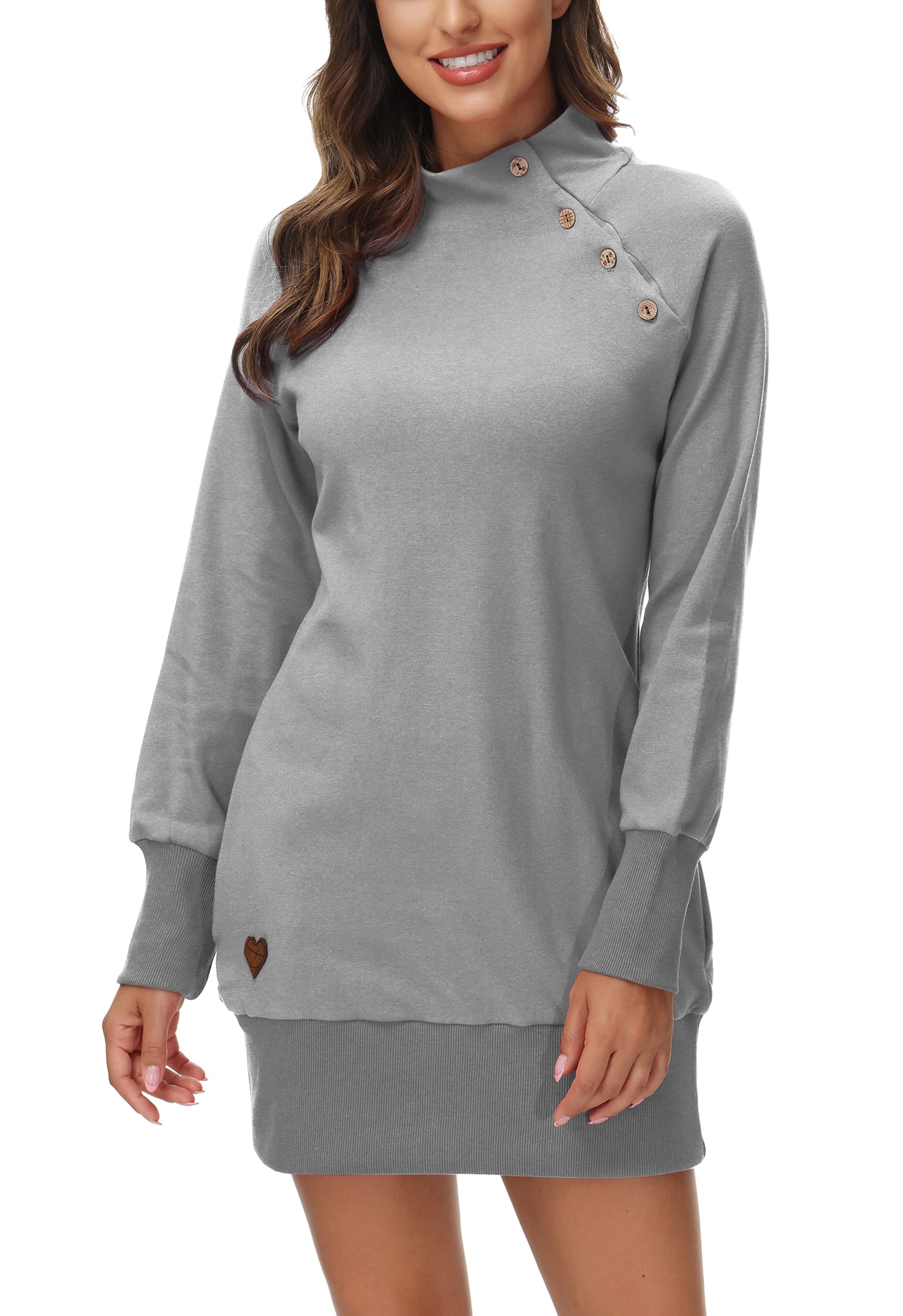 DOTIN Damska bluza z kapturem długi sweter damski długi elegancki sweter z golfem