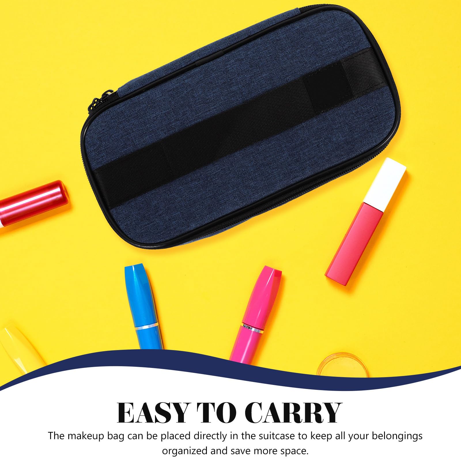 Didiseaon Borsa Porta Trucchi da Viaggio Oxford Blu Scomparti Multipli per Organizzare Effetti Personali e Protezione della Privacy, per Scuola e Viaggi